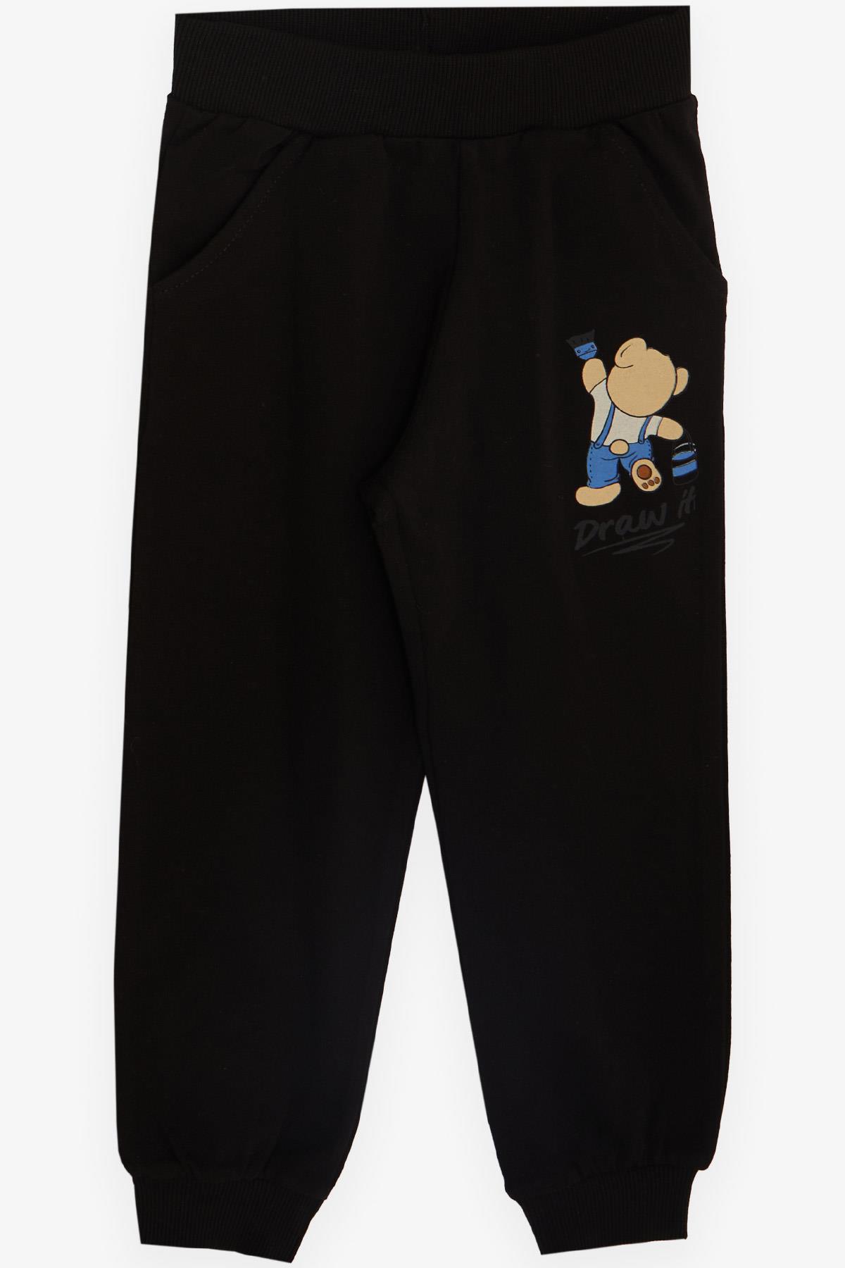 Breeze Erkek Çocuk Eşofman Takım Boyacı Ayıcık Baskılı Açık Gri Melanj (1-4 Yaş)