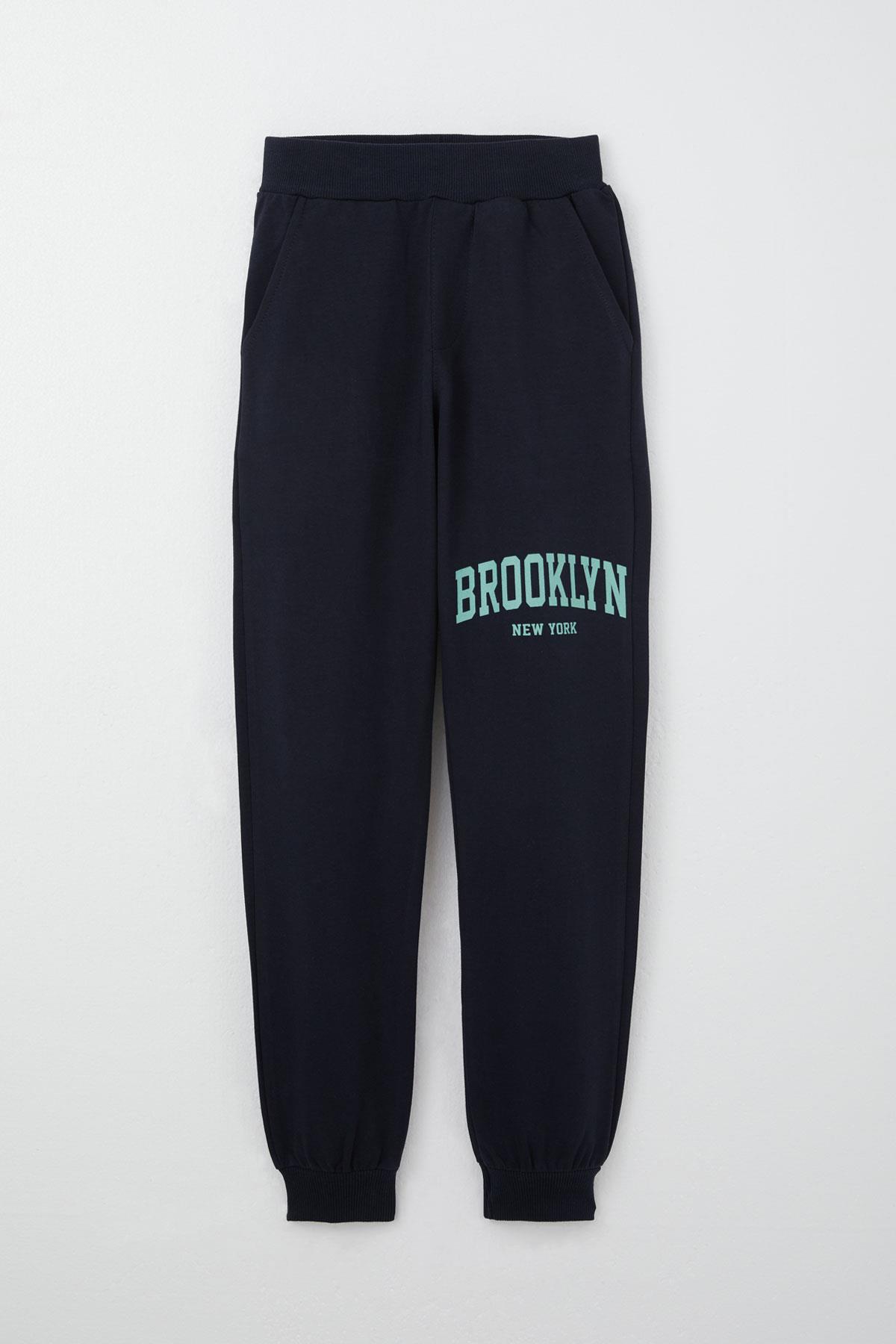 Breeze Erkek Çocuk Eşofman Takım Cep Kısmı Brooklyn Baskılı Su Yeşili (6-12 Yaş)