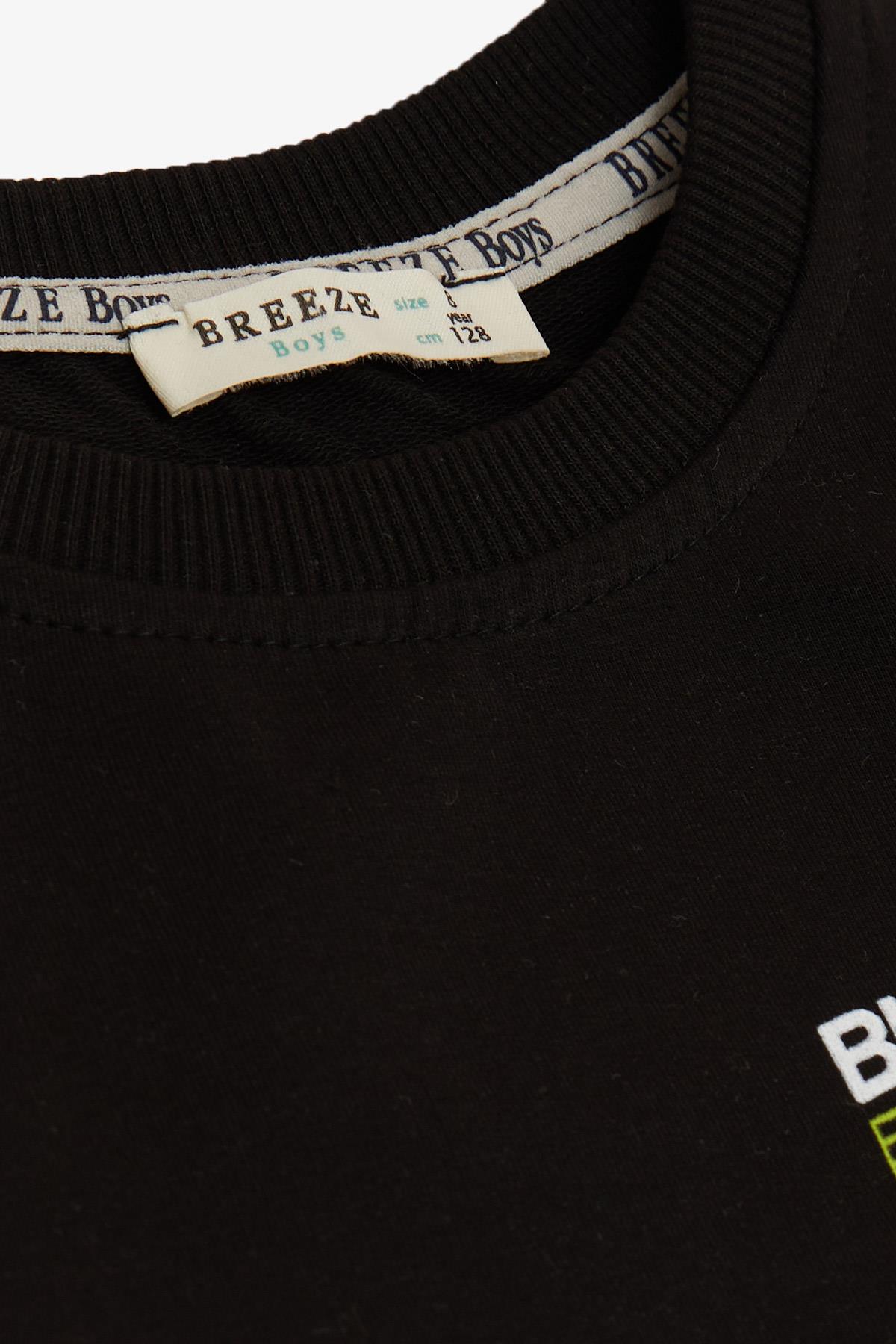 Breeze Erkek Çocuk Eşofman Takım Dünya Stili Temalı Slogan Baskılı Siyah (7-12 Yaş)