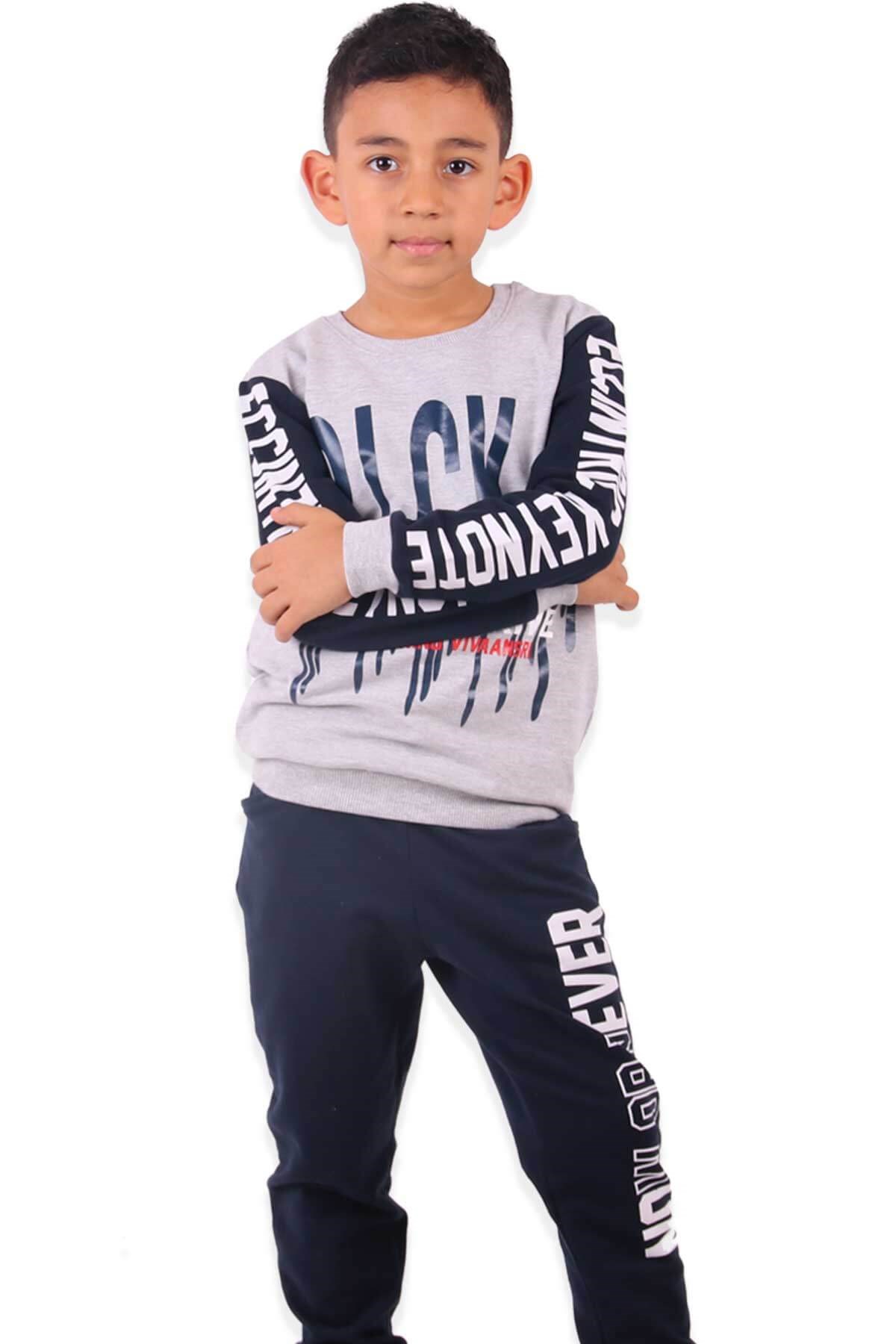 BREEZE Erkek Çocuk Eşofman Takım Gri-Lacivert (6-12 Yaş)
