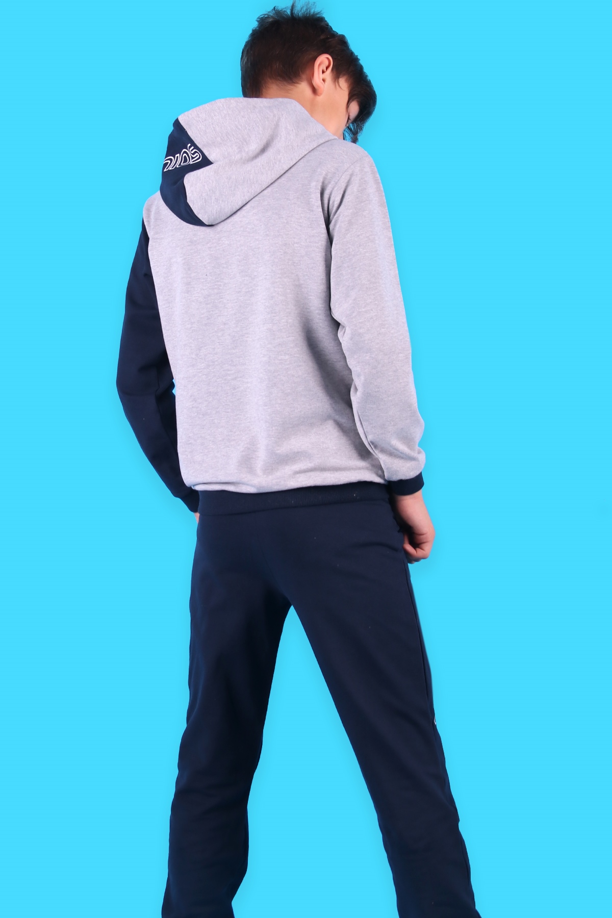 Breeze Erkek Çocuk Eşofman Takım Kapüşonlu Original Yazılı Gri (6-10 Yaş)