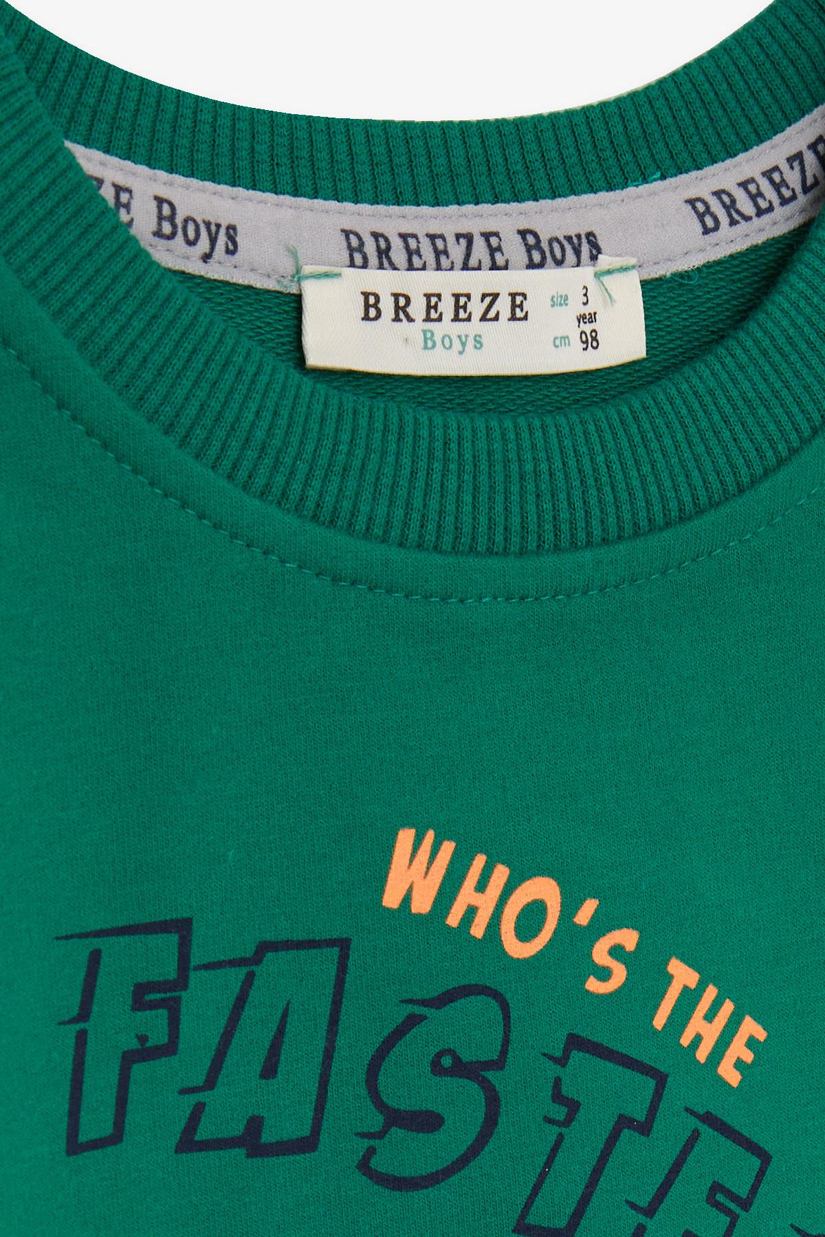 Breeze Erkek Çocuk Eşofman Takım Motosiklet Baskılı Yeşil (2-6 Yaş)