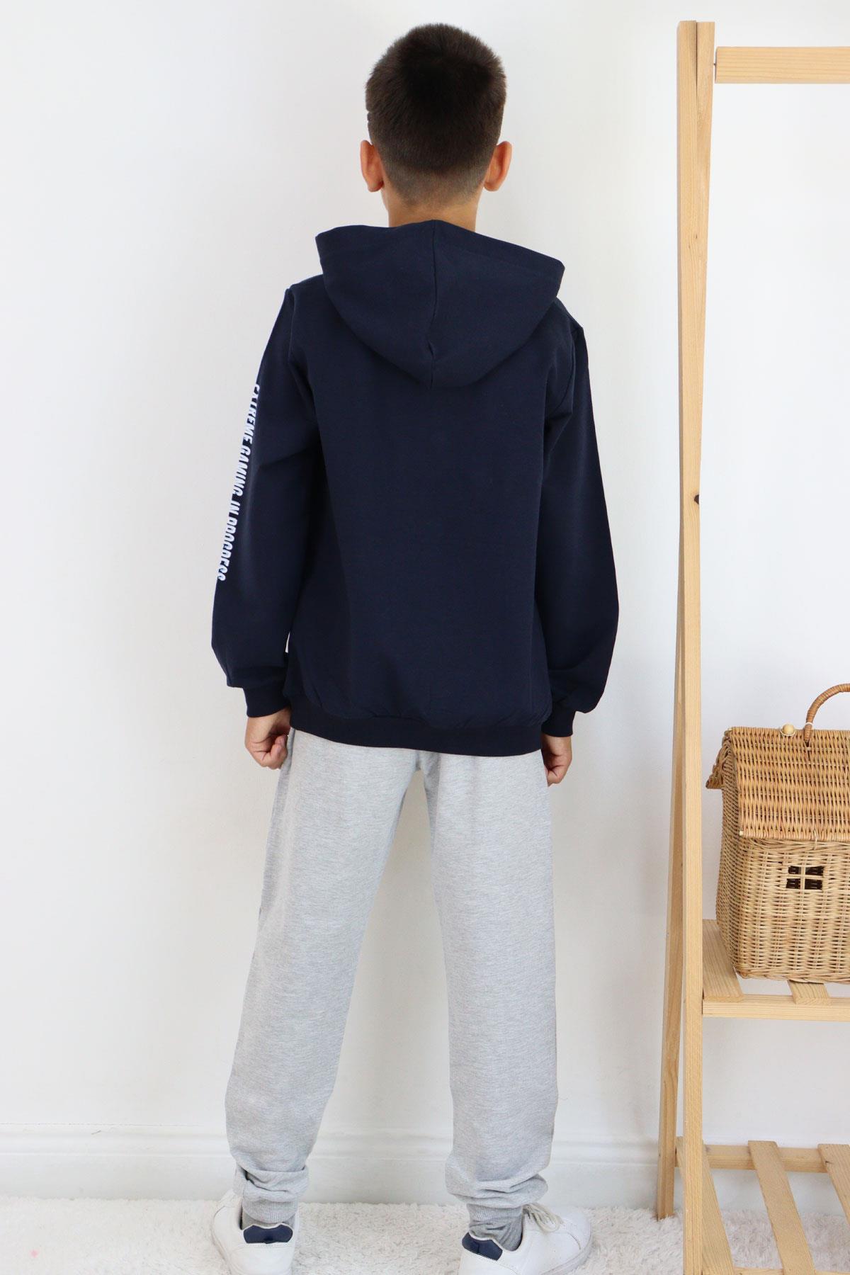 Breeze Erkek Çocuk Eşofman Takım Oyun Temalı Önden Cepli Lacivert (5-9 Yaş)