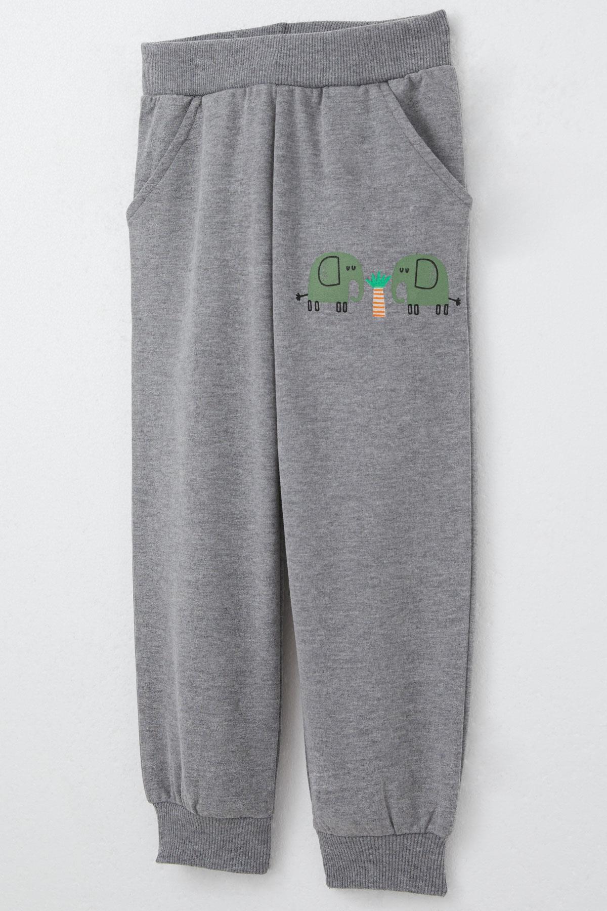 Breeze Erkek Çocuk Eşofman Takım Sevimli Fil Desenli Mint Yeşili (1-4 Yaş)