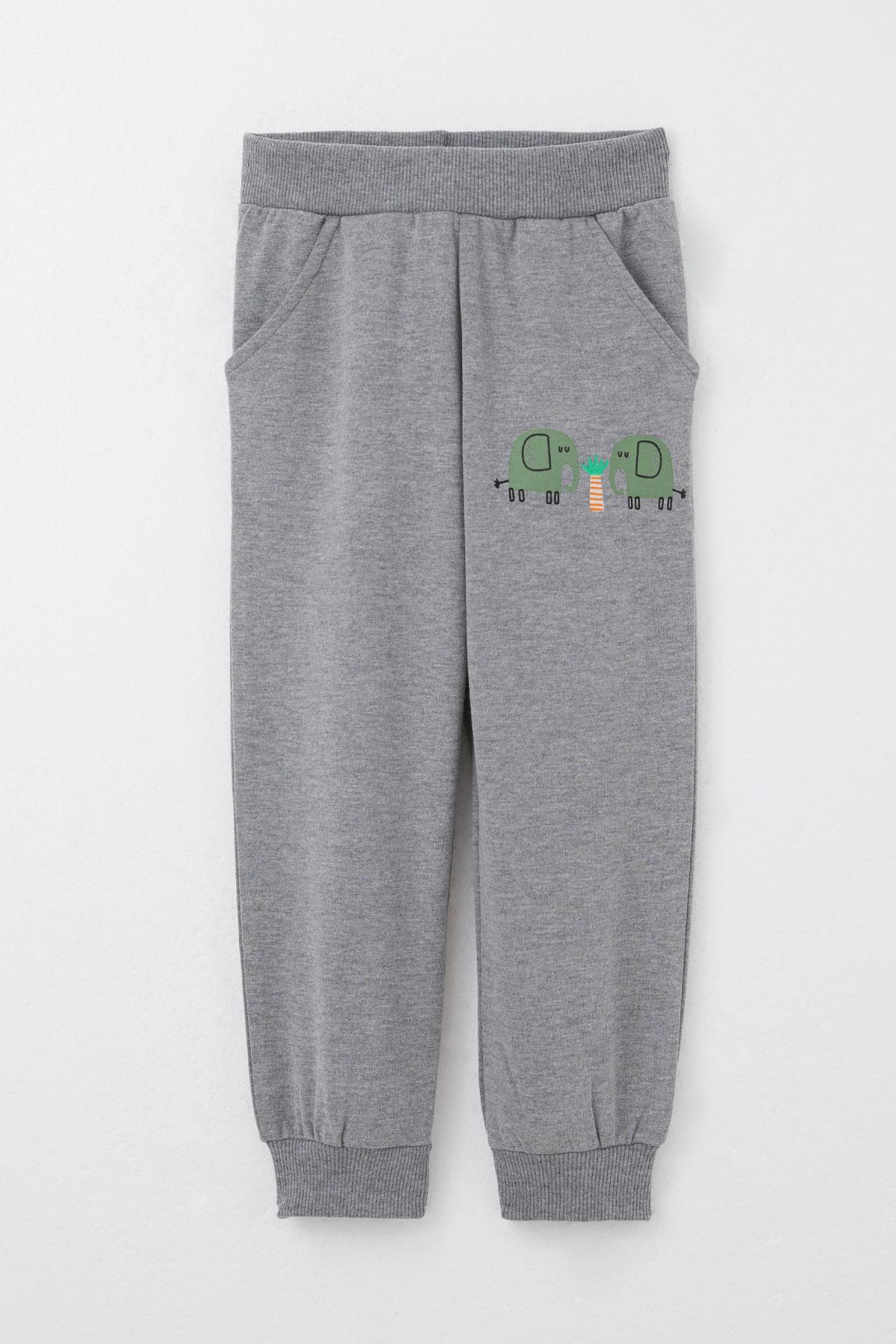 Breeze Erkek Çocuk Eşofman Takım Sevimli Fil Desenli Mint Yeşili (1-4 Yaş)