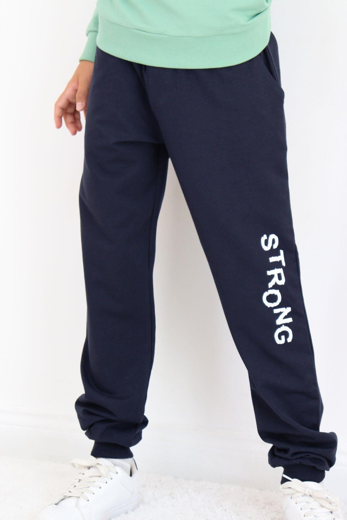 Breeze Erkek Çocuk Eşofman Takım Strong Yazı Baskılı Mint Yeşili (8-10 Yaş)