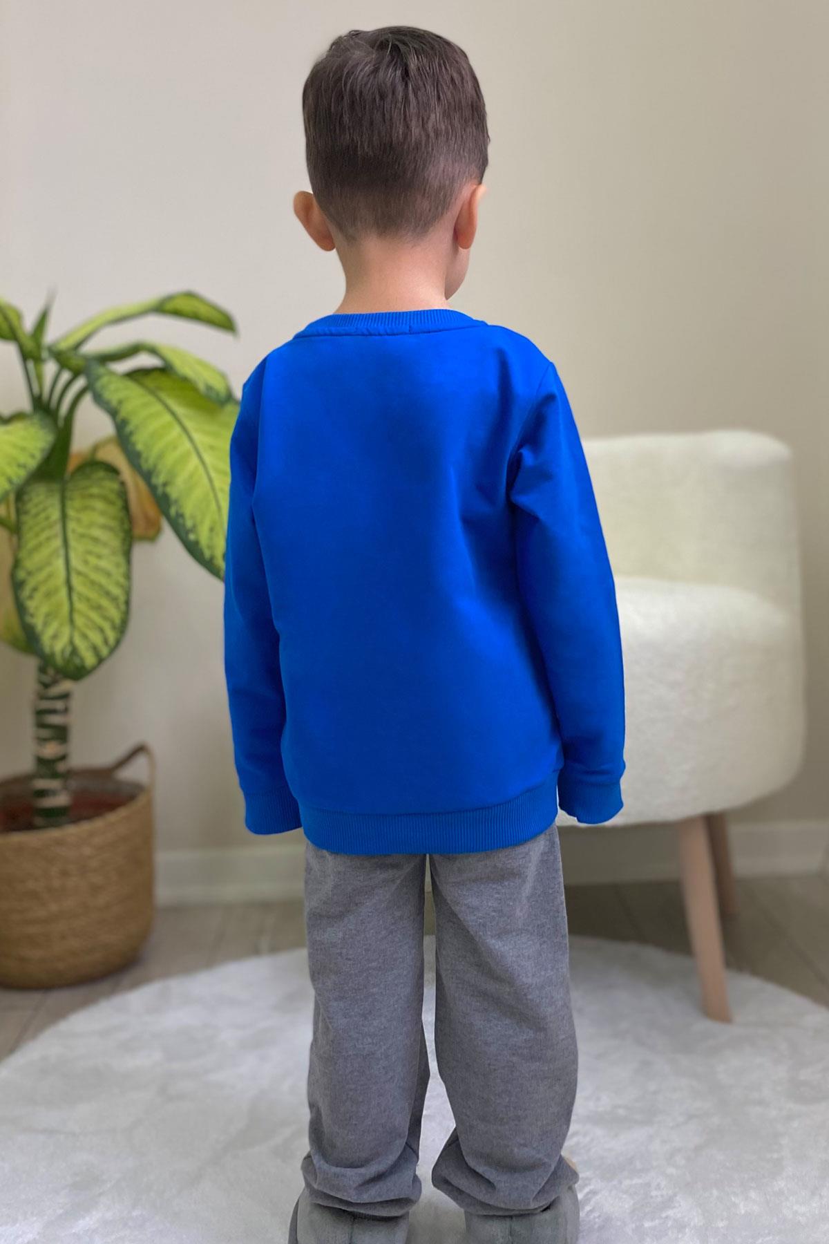 Breeze Erkek Çocuk Eşofman Takım Yazı Baskılı Saks Mavisi (4-8 Yaş)