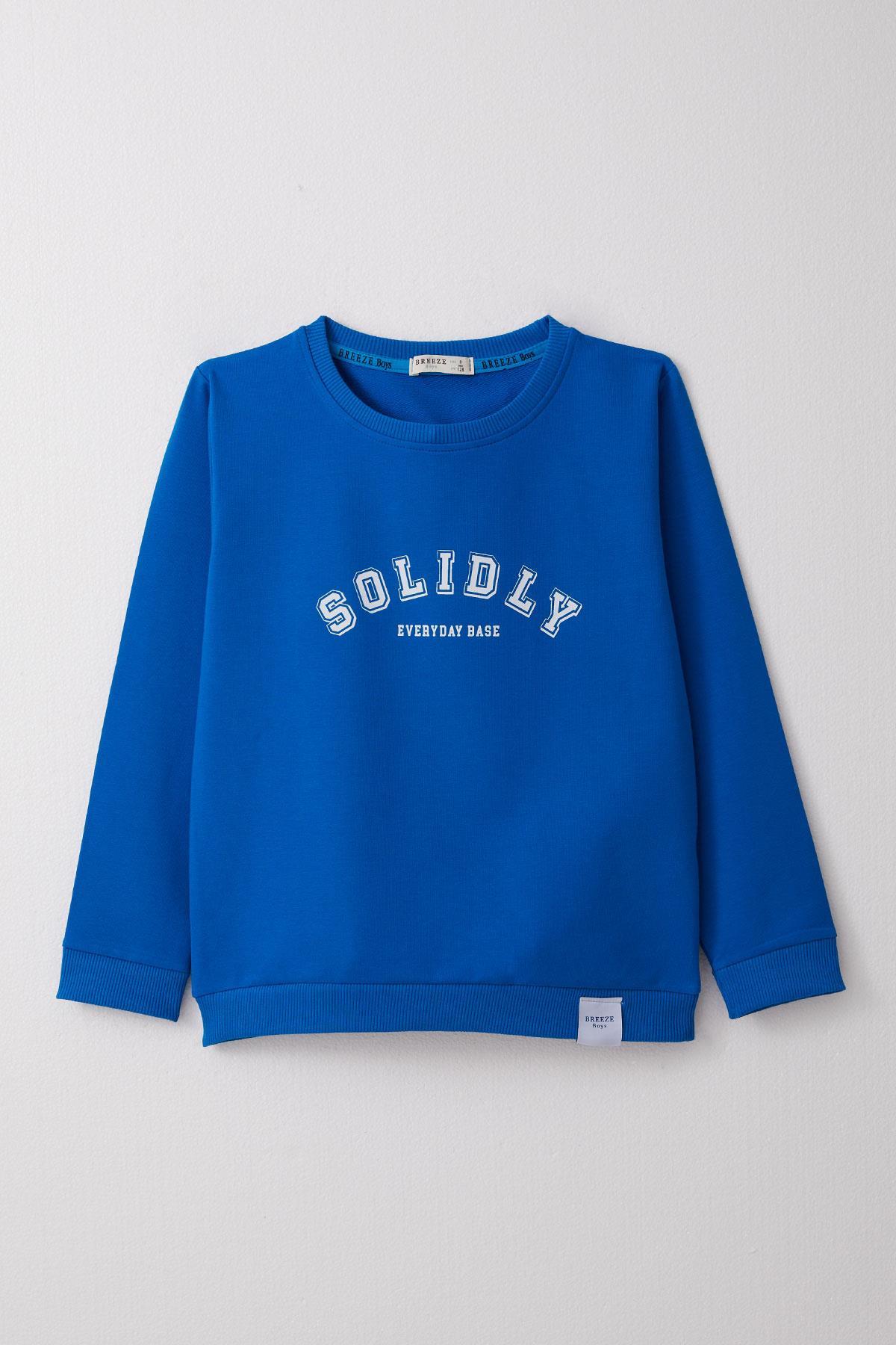 Breeze Erkek Çocuk Eşofman Takım Yazı Baskılı Saks Mavisi (4-8 Yaş)