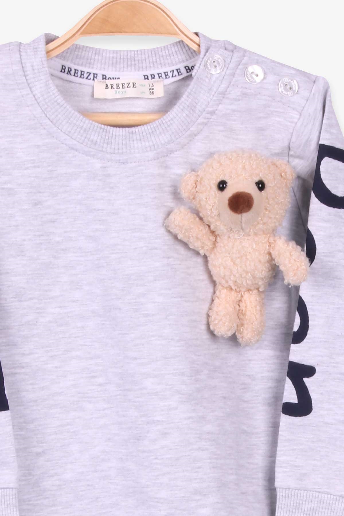 Breeze Erkek Çocuk Eşofman Takımı Aksesuarlı Açık Gri Melanj (1.5-5 Yaş)