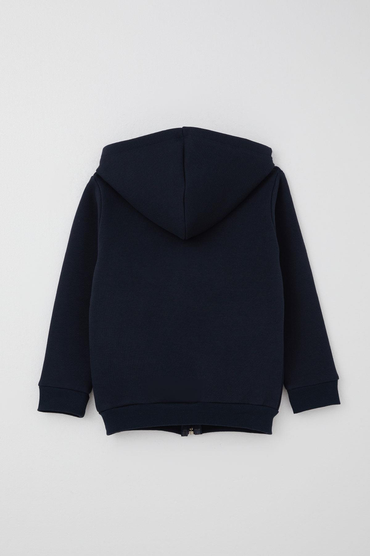 Breeze Erkek Çocuk Eşofman Takımı Arma Detaylı Kapüşonlu Fermuarlı Lacivert (2-8 Yaş)