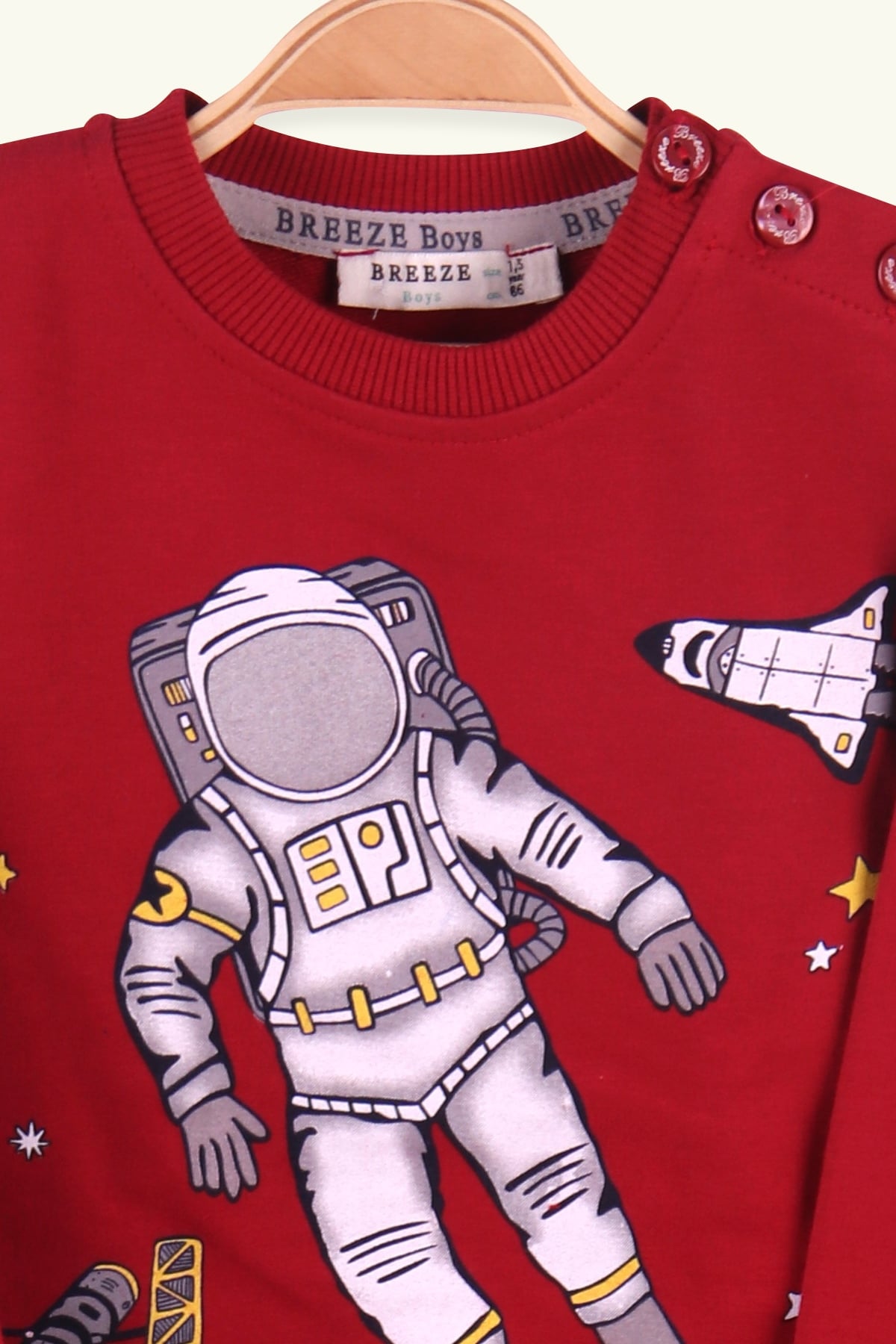 Breeze Erkek Çocuk Eşofman Takımı Astronot Baskılı Bordo (1.5-5 Yaş)