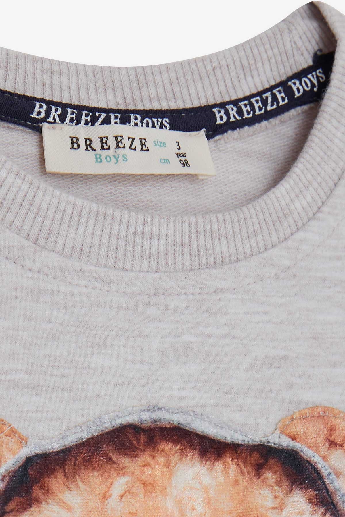 Breeze Erkek Çocuk Eşofman Takımı Ayıcık Aksesuarlı Bej Melanj (1.5-5 Yaş)