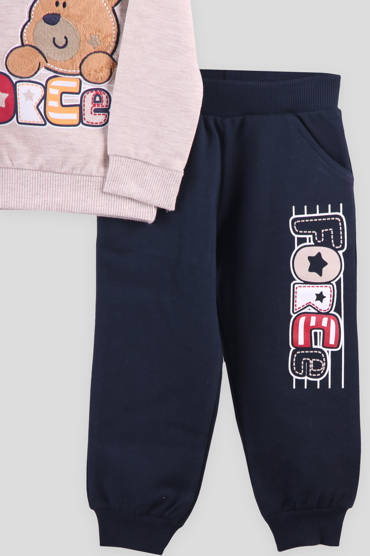Breeze Erkek Çocuk Eşofman Takımı Ayıcıklı Bej (1-4 Yaş)
