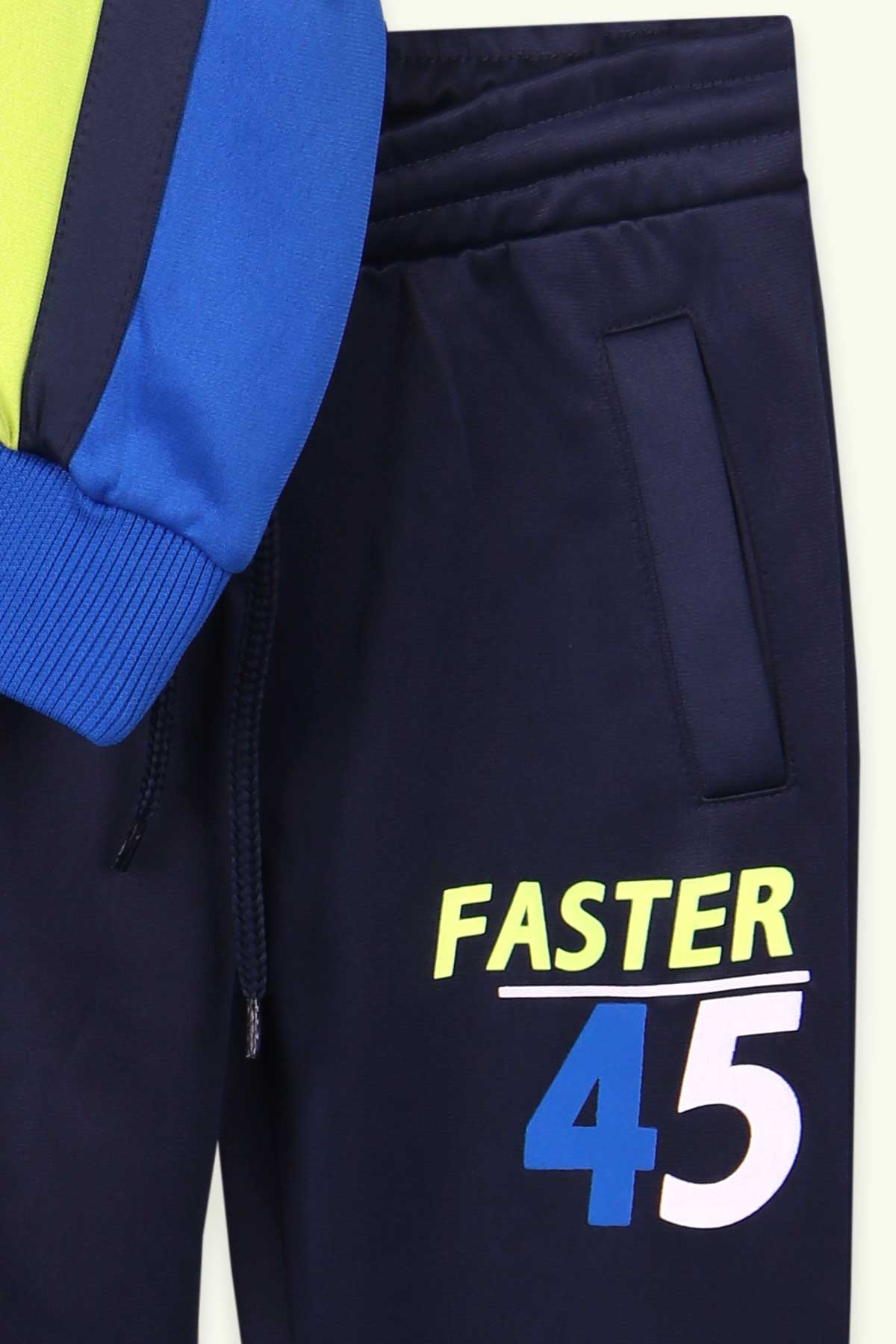 Breeze Erkek Çocuk Eşofman Takımı Baskılı Fermuarlı Saks Mavisi (5-14 Yaş)