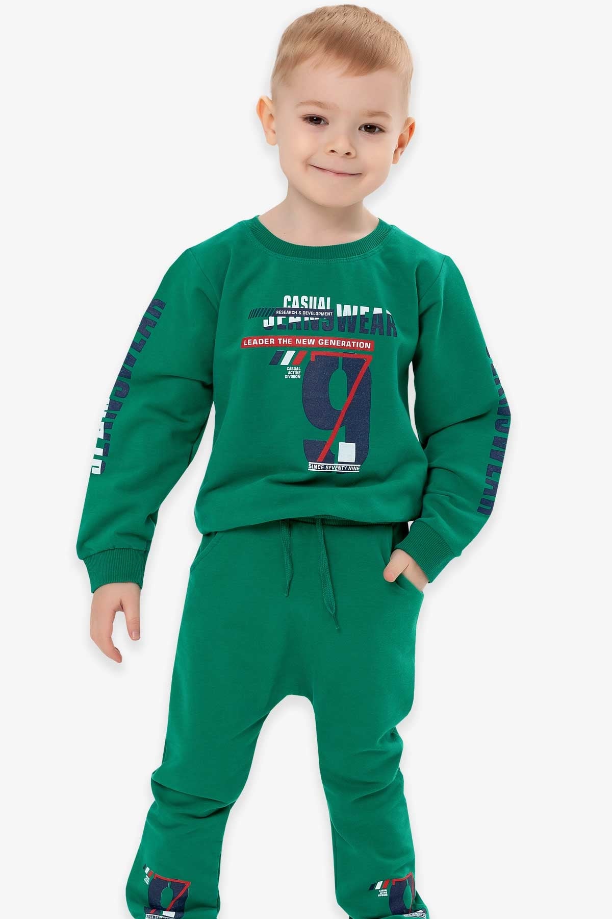 Breeze Erkek Çocuk Eşofman Takımı Baskılı Yeşil (1.5-5 Yaş)