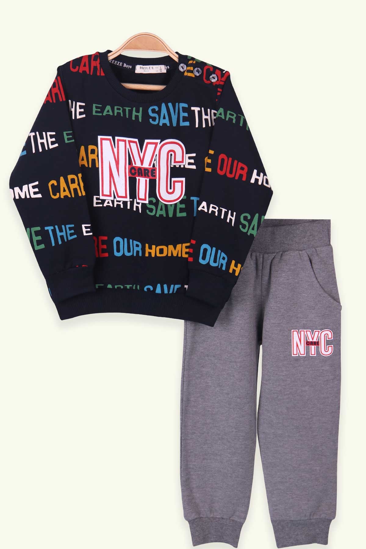 Breeze Erkek Çocuk Eşofman Takımı Baskılı NYC Lacivert (2-6 Yaş)