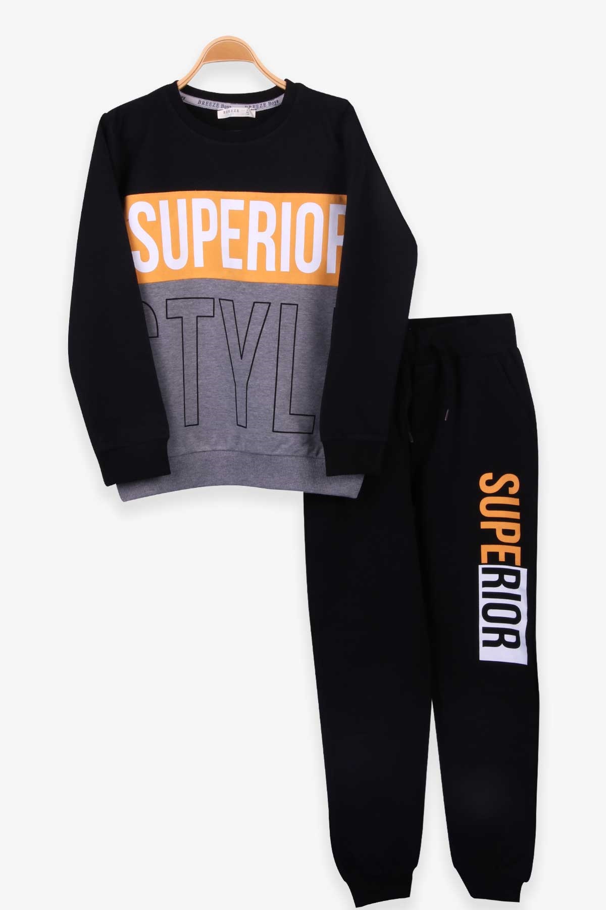 Breeze Erkek Çocuk Eşofman Takımı Baskılı Siyah (8-14 Yaş)
