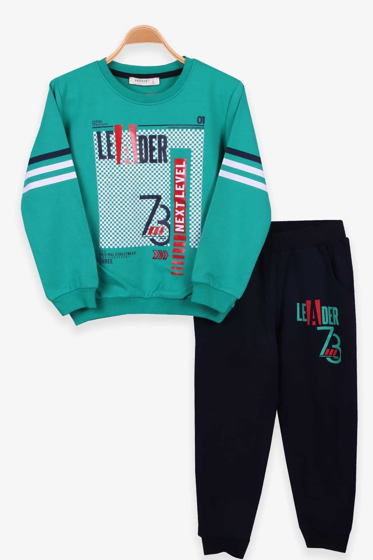 Breeze Erkek Çocuk Eşofman Takımı Baskılı Koyu Yeşil (5-10 Yaş)