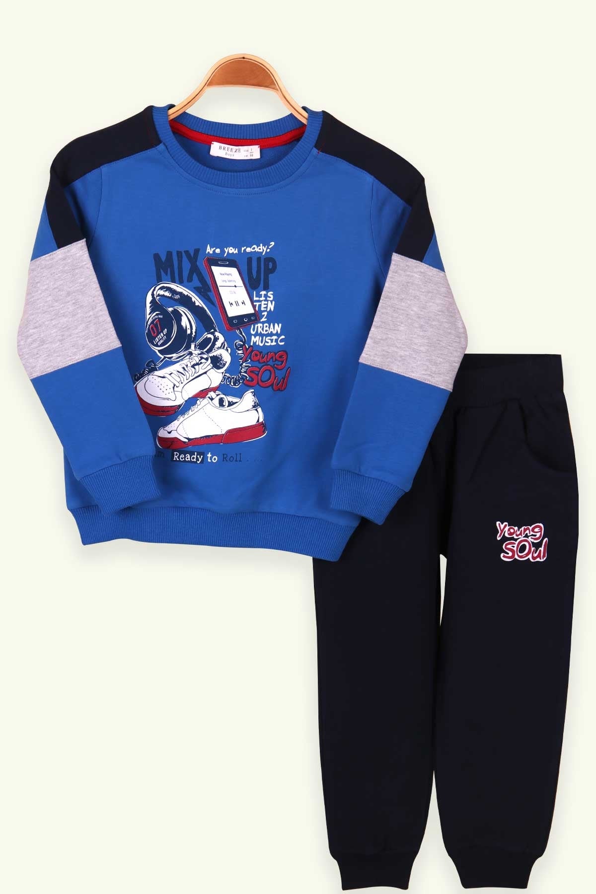Breeze Erkek Çocuk Eşofman Takımı Baskılı Saks Mavisi (3-8 Yaş)