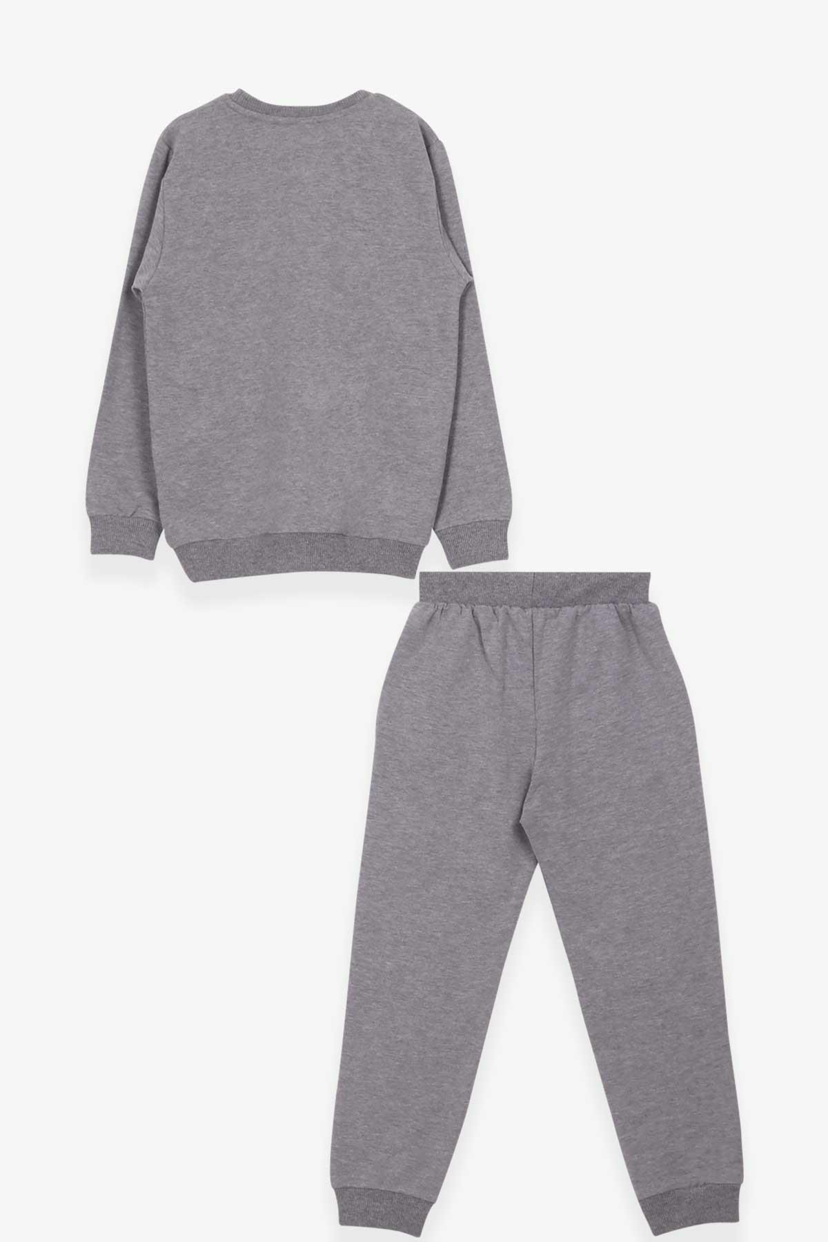 Breeze Erkek Çocuk Eşofman Takımı Baskılı Koyu Gri Melanj (6-12 Yaş)
