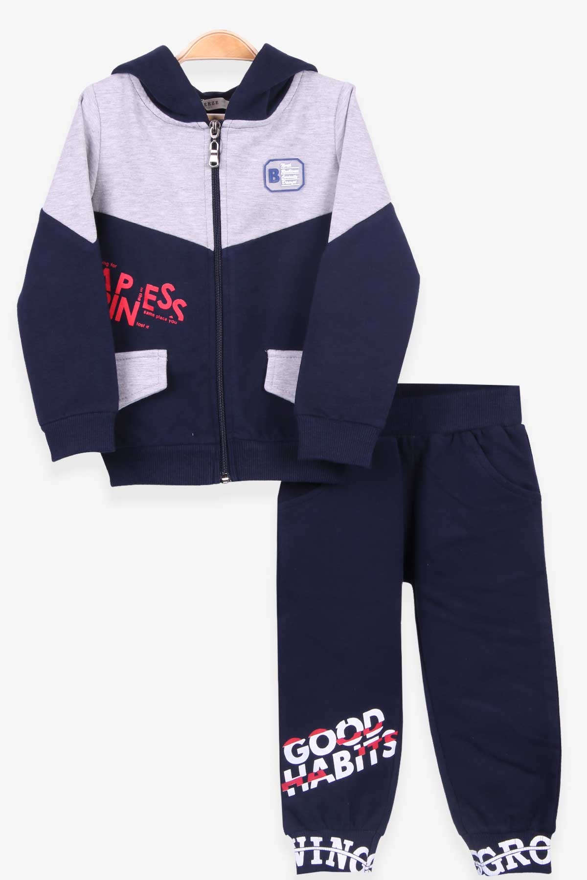 Breeze Erkek Çocuk Eşofman Takımı Baskılı Kapüşonlu Lacivert (1.5-5 Yaş)