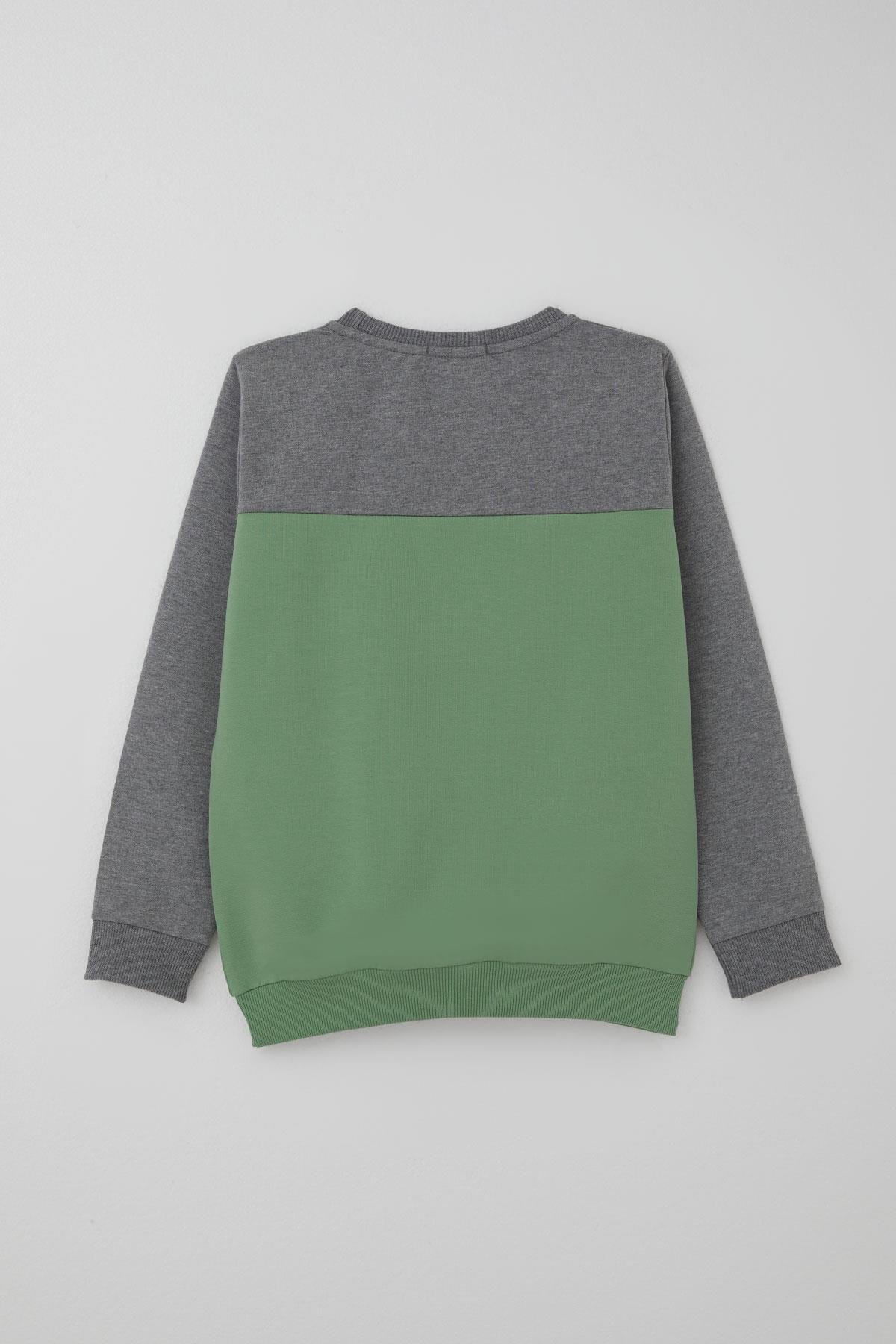 Breeze Erkek Çocuk Eşofman Takımı Cep Kapak Detaylı Yazı Baskılı Mint Yeşili (7-12 Yaş)