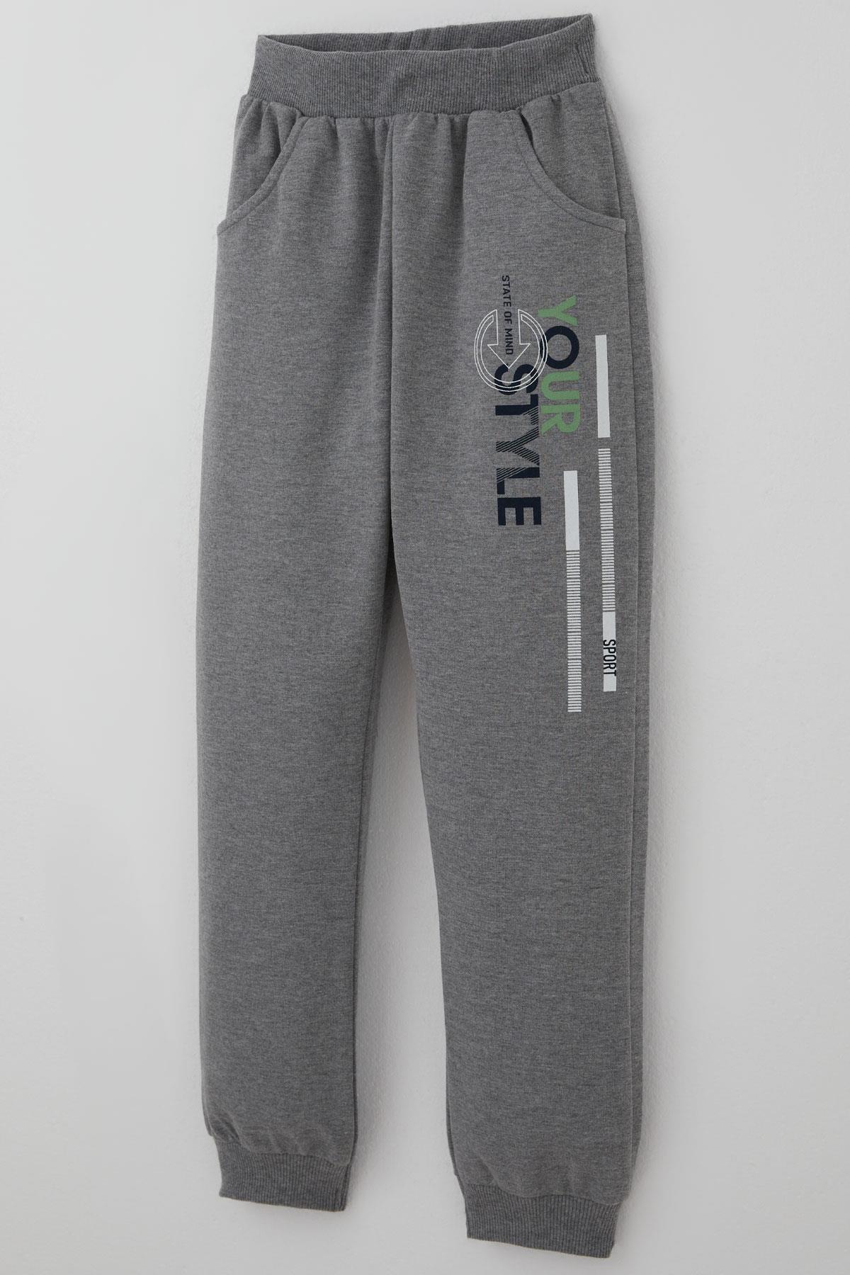 Breeze Erkek Çocuk Eşofman Takımı Cep Kapak Detaylı Yazı Baskılı Mint Yeşili (7-12 Yaş)