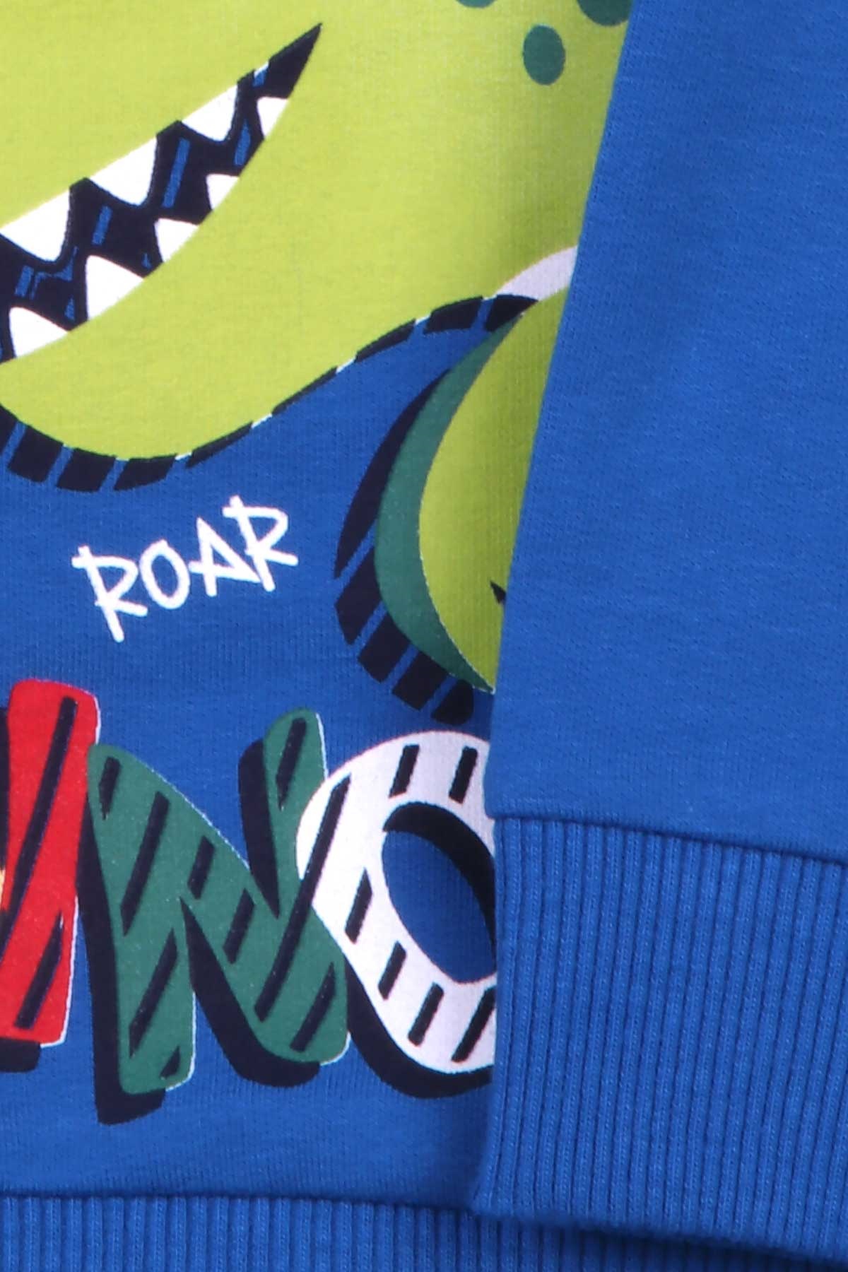 Breeze Erkek Çocuk Eşofman Takımı Dinozor Baskılı Saks Mavisi (1.5-5 Yaş)