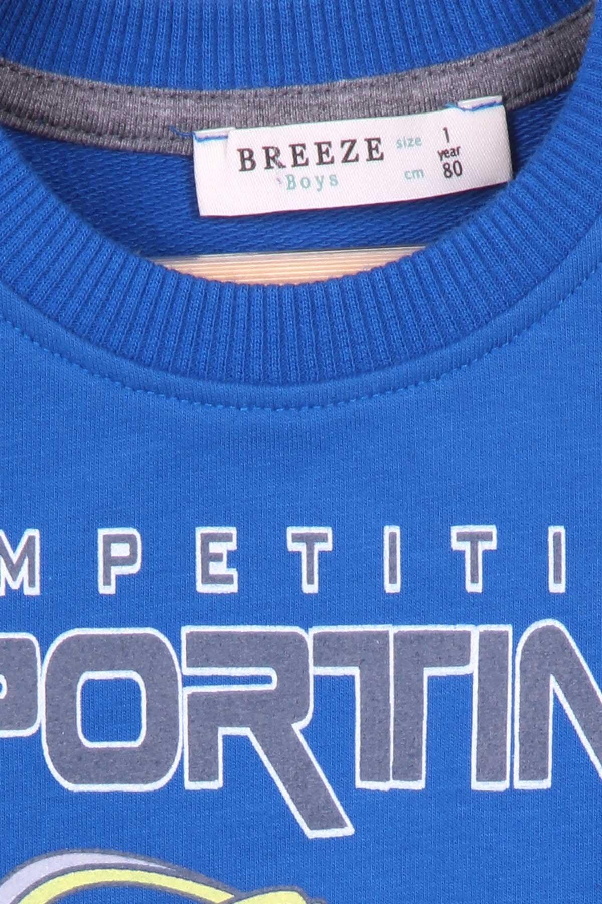Breeze Erkek Çocuk Eşofman Takımı Dinozor Baskılı Saks Mavisi (1-4 Yaş)