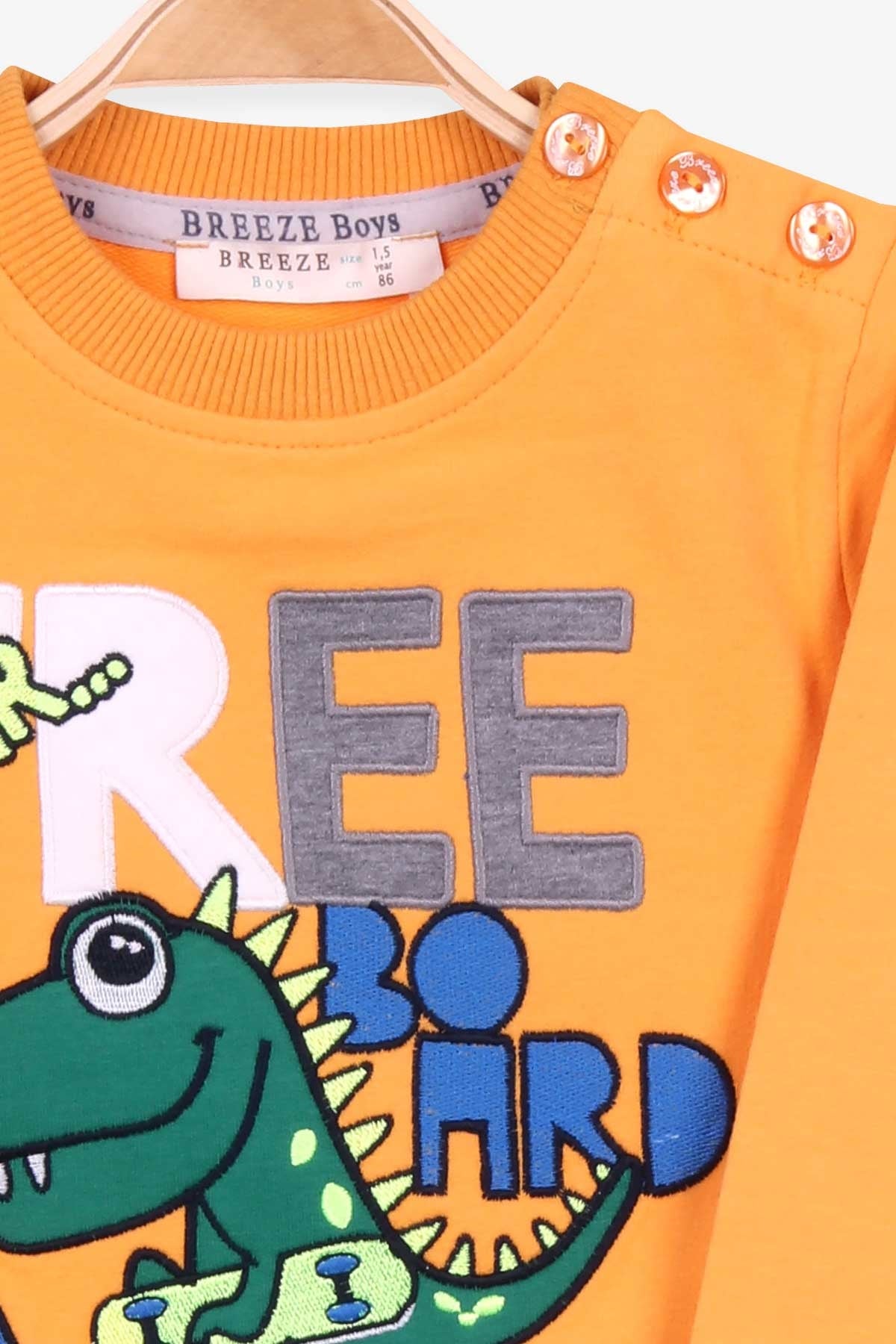 Breeze Erkek Çocuk Eşofman Takımı Dinozor Nakışlı Hardal Sarı (1.5-5 Yaş)