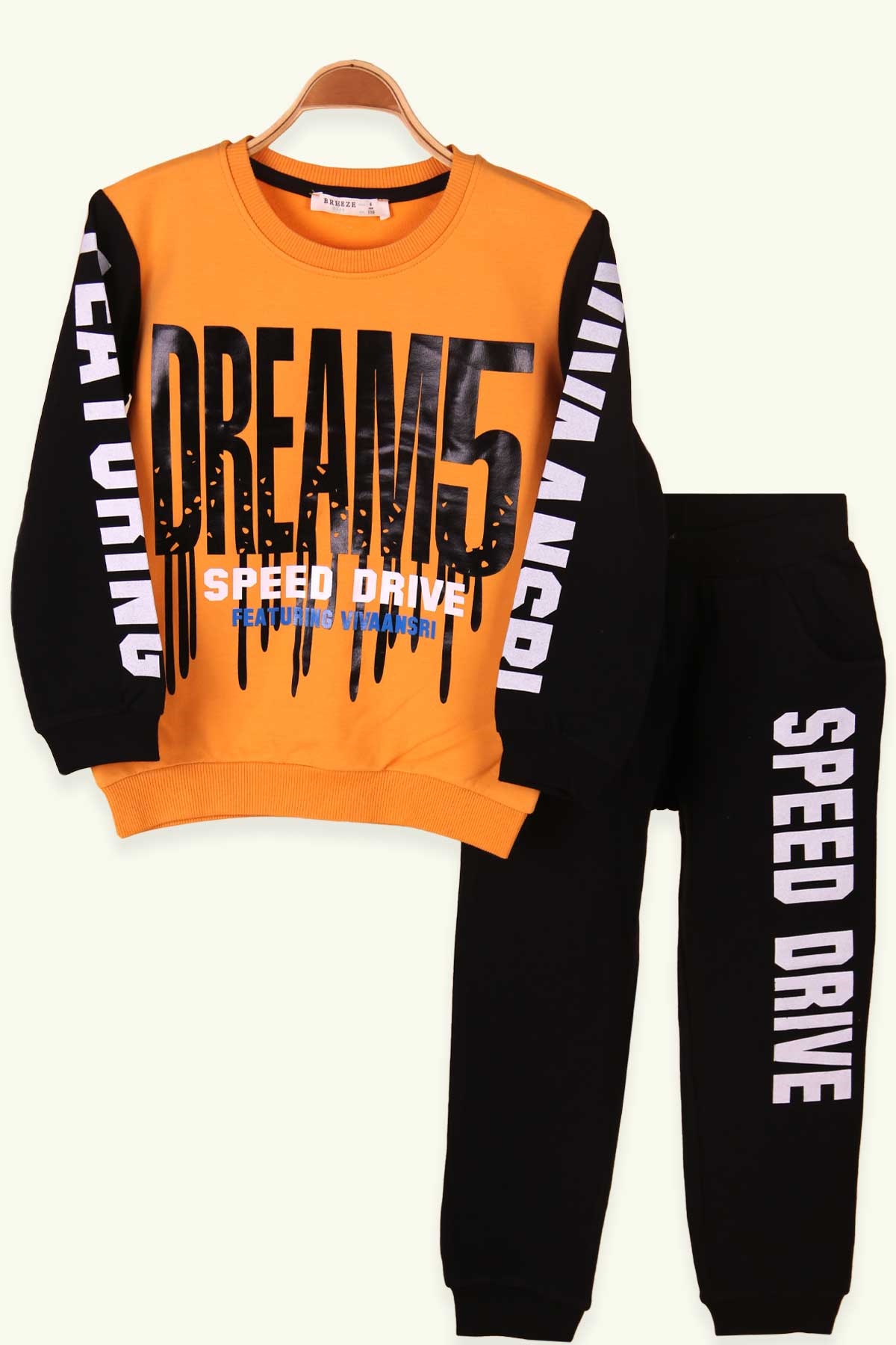 Breeze Erkek Çocuk Eşofman Takımı Dream Baskılı Hardal Sarı (6-12 Yaş)