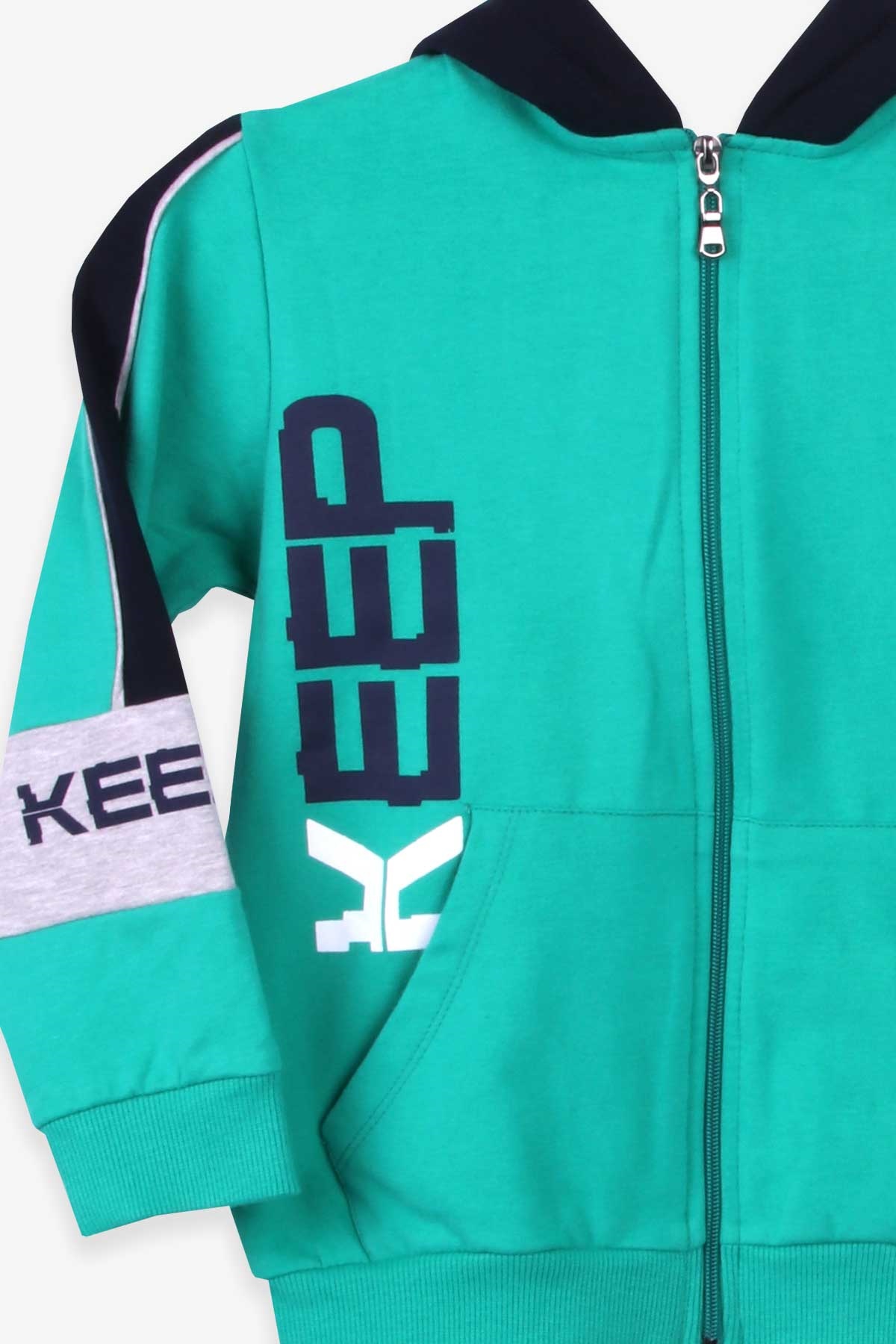 Breeze Erkek Çocuk Eşofman Takımı Fermuarlı Kapüşonlu Yeşil (7-12 Yaş)