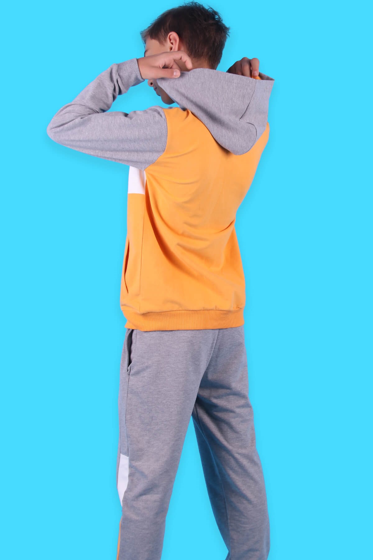 Breeze Erkek Çocuk Eşofman Takımı Kapüşonlu Fermuarlı Sarı (8-12 Yaş)