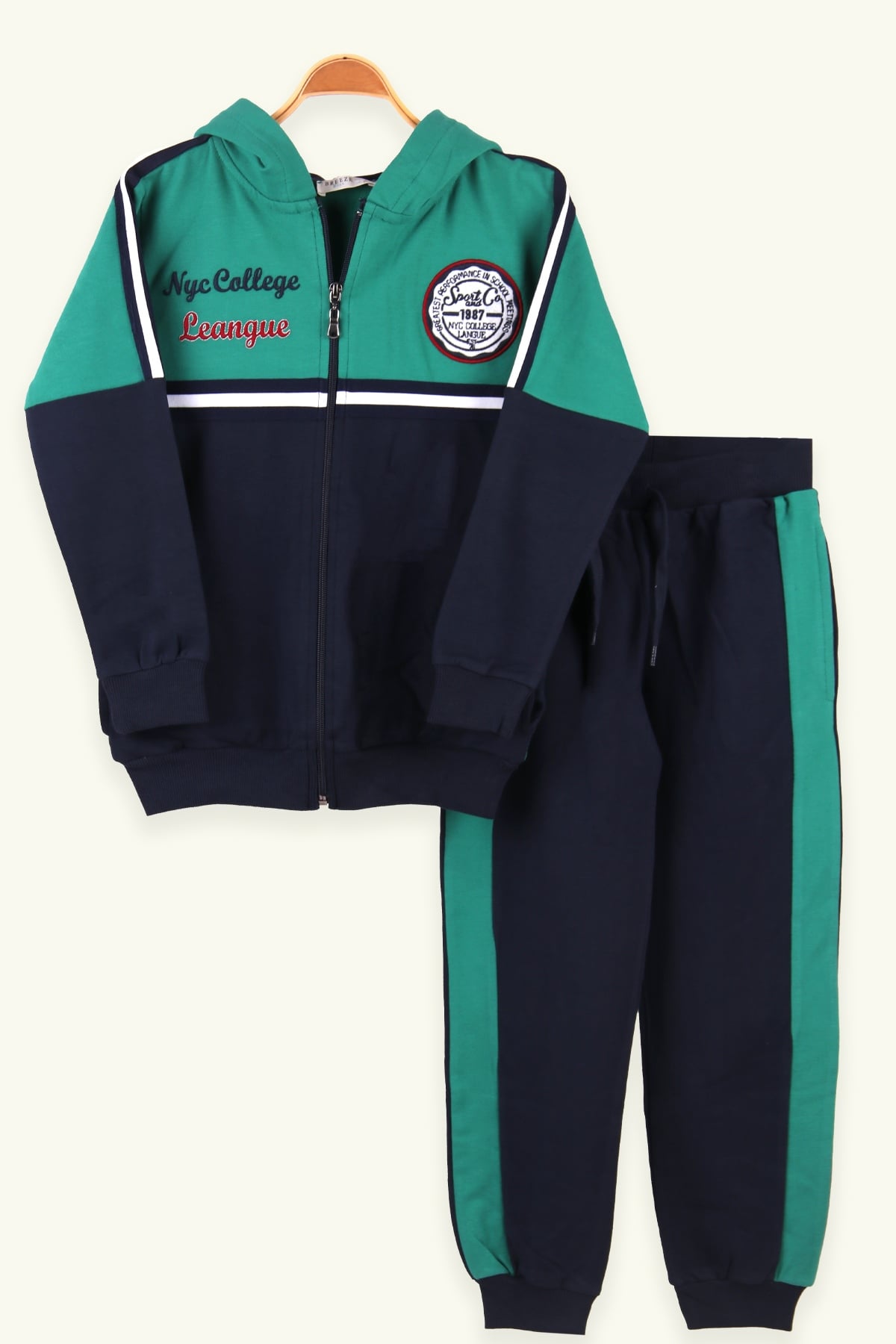 Breeze Erkek Çocuk Eşofman Takımı Kapüşonlu Yeşil (6-12 Yaş)