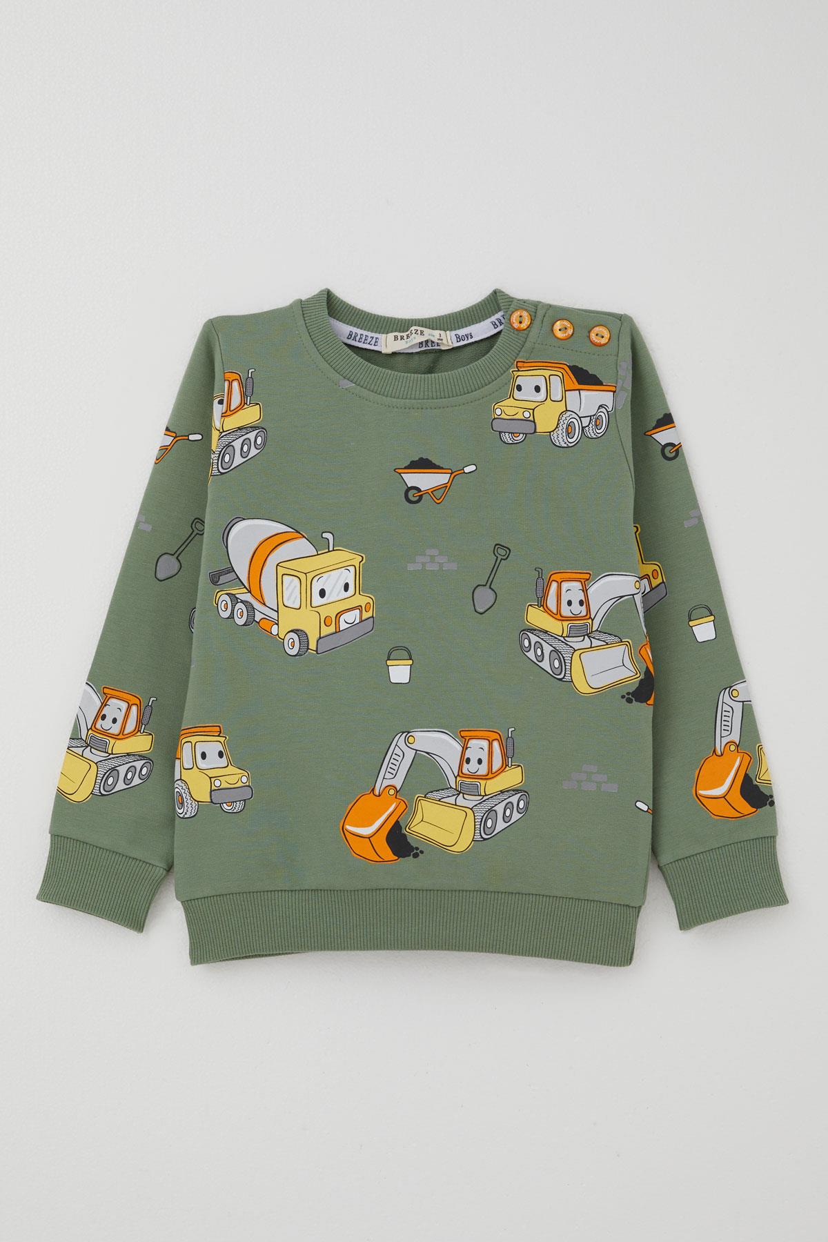 Breeze Erkek Çocuk Eşofman Takımı Küçük Operatör Çalışkan İş Makineleri Mint Yeşili (1-4 Yaş)