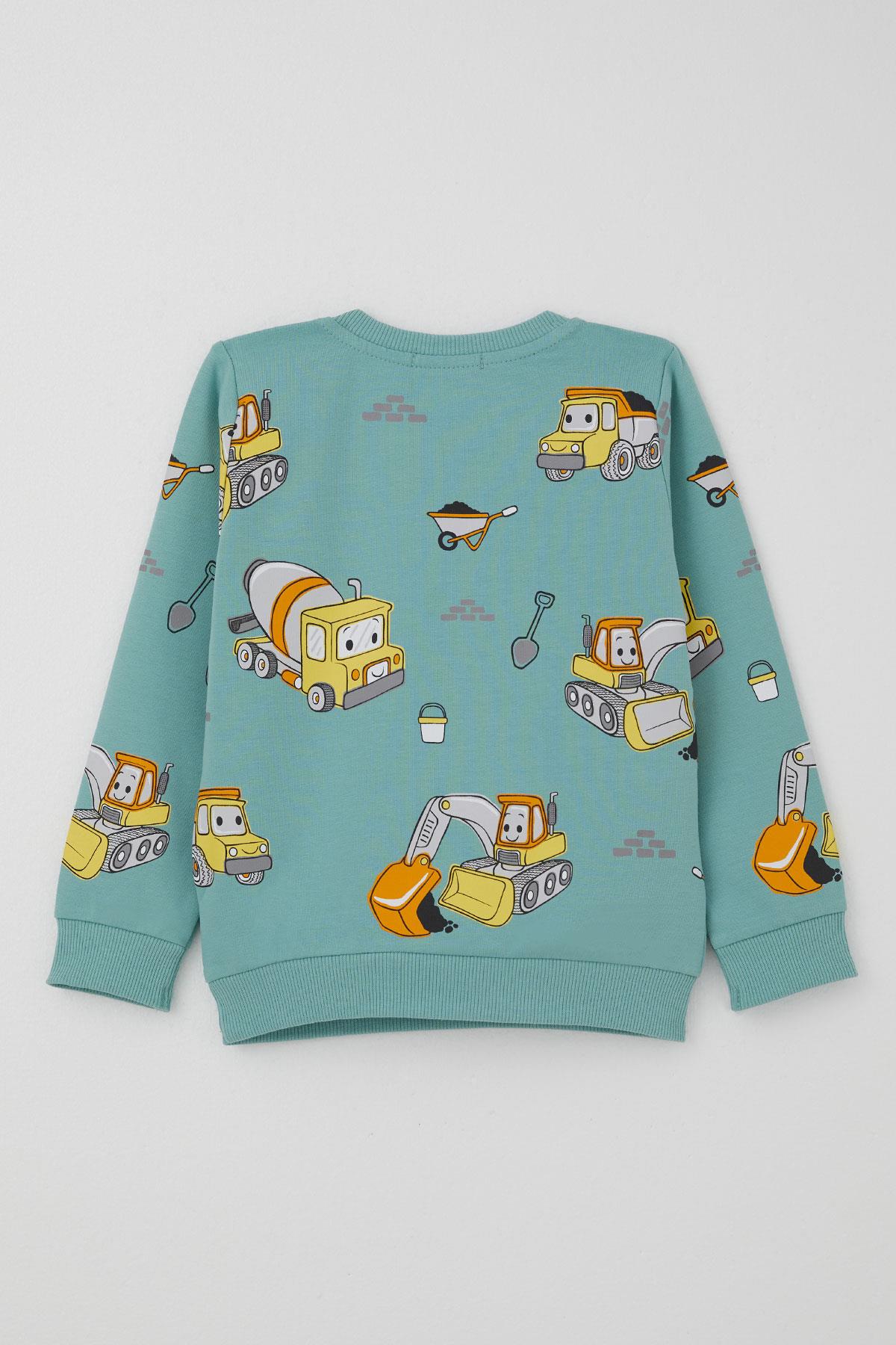 Breeze Erkek Çocuk Eşofman Takımı Küçük Operatör Çalışkan İş Makineleri Su Yeşili (1-4 Yaş)