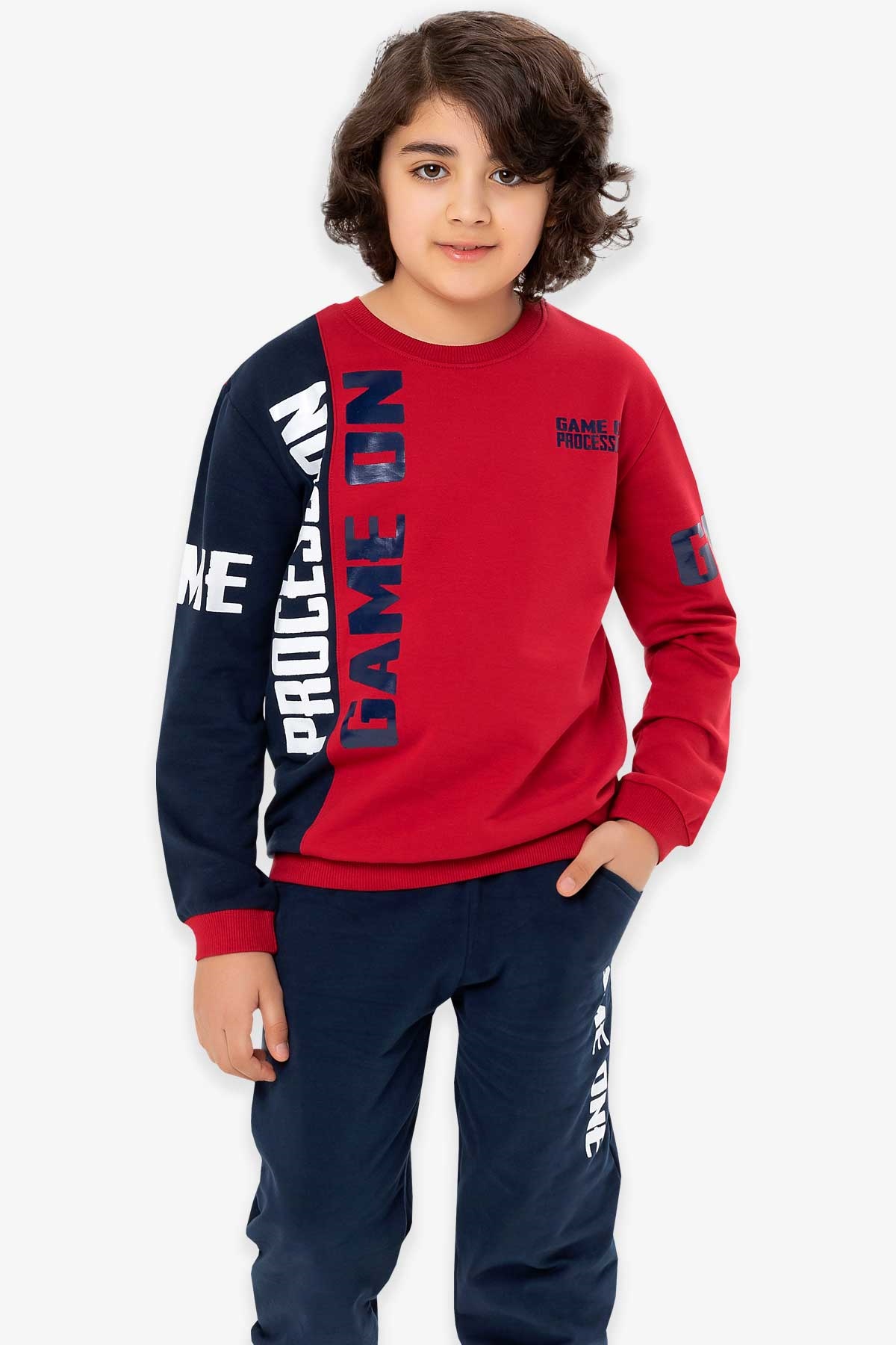 Breeze Erkek Çocuk Eşofman Takımı Parlak Yazı Baskılı Kırmızı (5-10 Yaş)