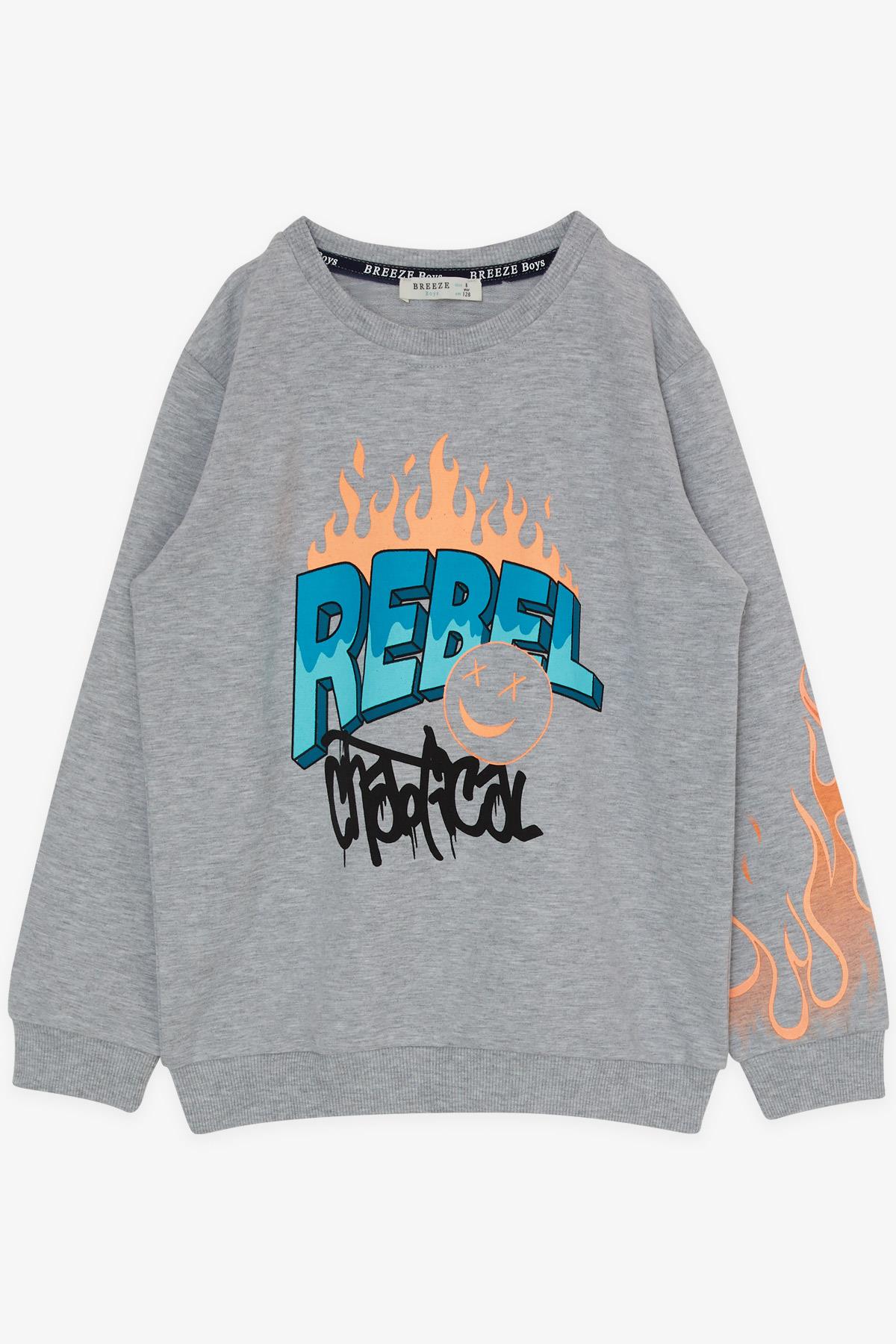 Breeze Erkek Çocuk Eşofman Takımı Rebel Emoji Baskılı Gri Melanj (5-10 Yaş)