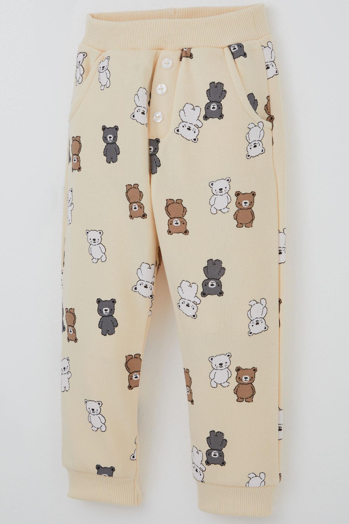 Breeze Erkek Çocuk Eşofman Takımı Sevimli Ayıcıklar Desenli Krem (1-3 Yaş)