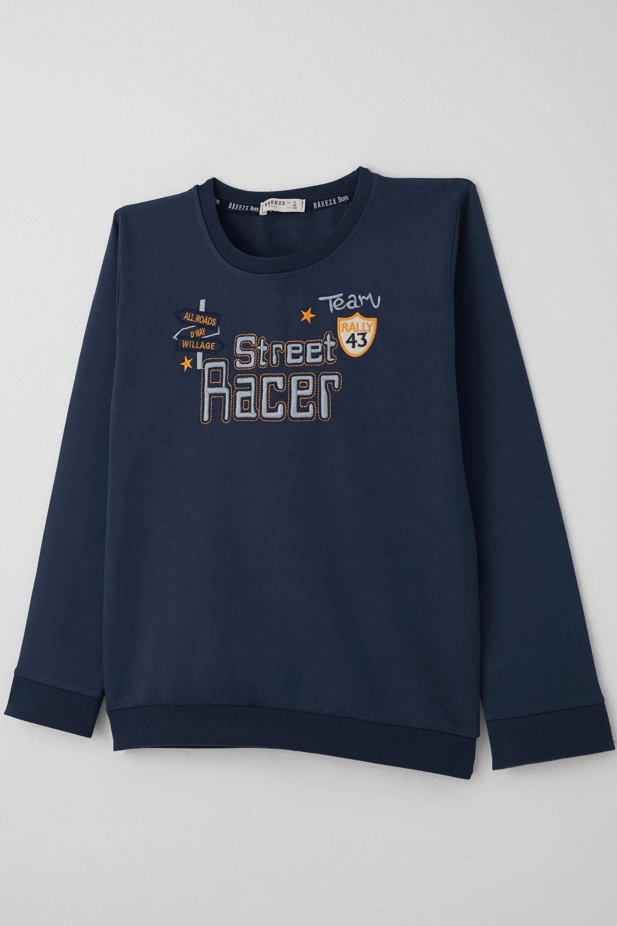 Breeze Erkek Çocuk Eşofman Takımı Yarış Temalı Nakışlı Yazı Baskılı Lacivert (4-8 Yaş)