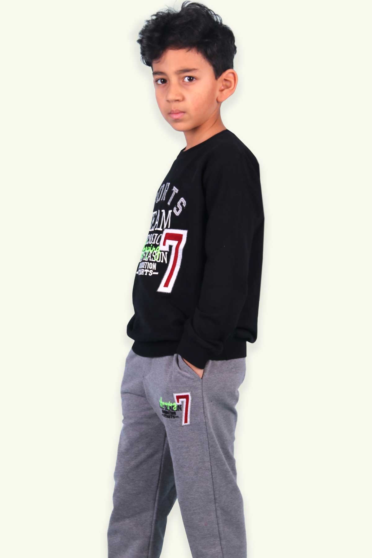 Breeze Erkek Çocuk Eşofman Takımı Yazılı Siyah (5-10 Yaş)