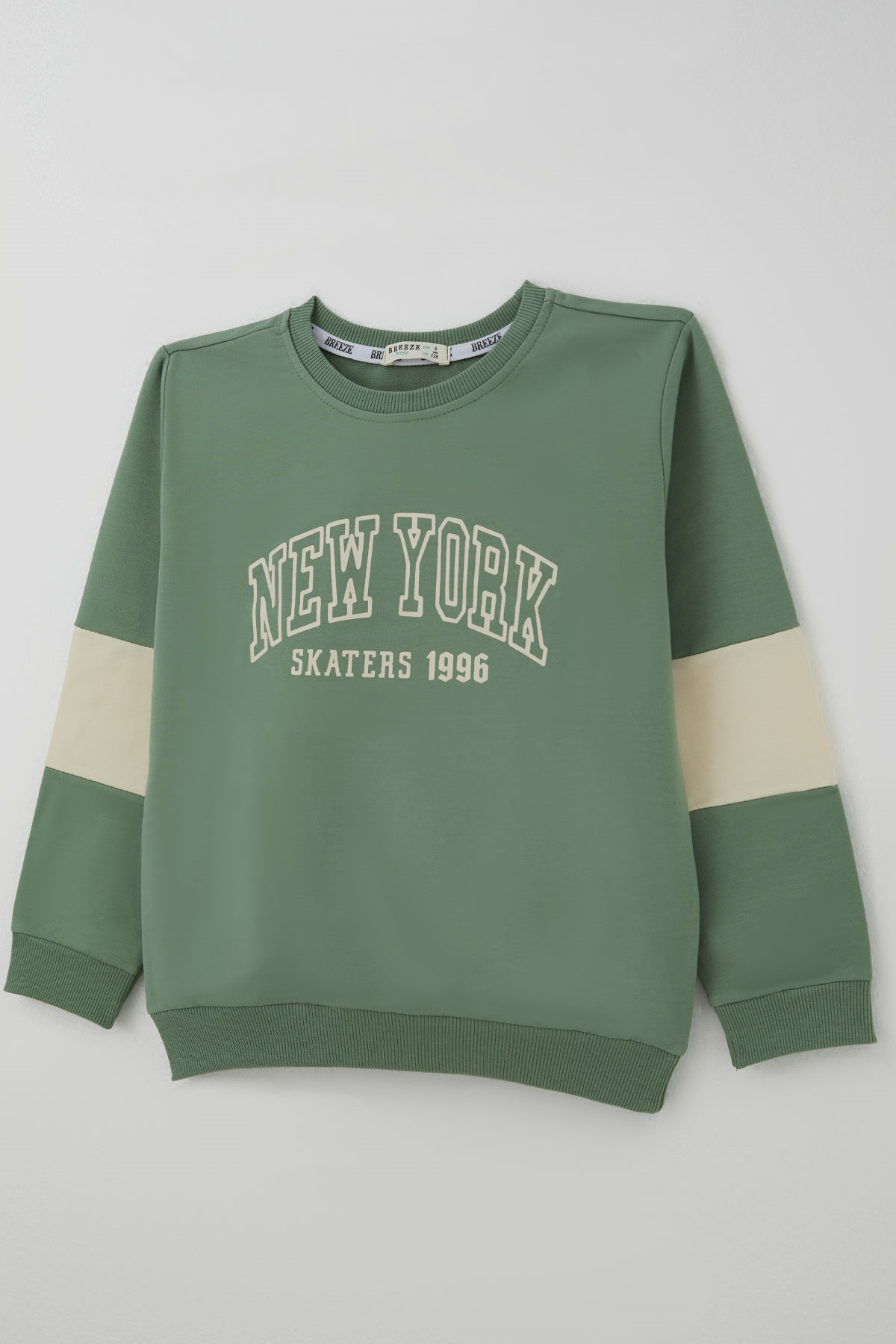 Breeze Erkek Çocuk Eşofman Takımı Yazı Baskılı Kolları Blok Desenli Mint Yeşili (4-9 Yaş)