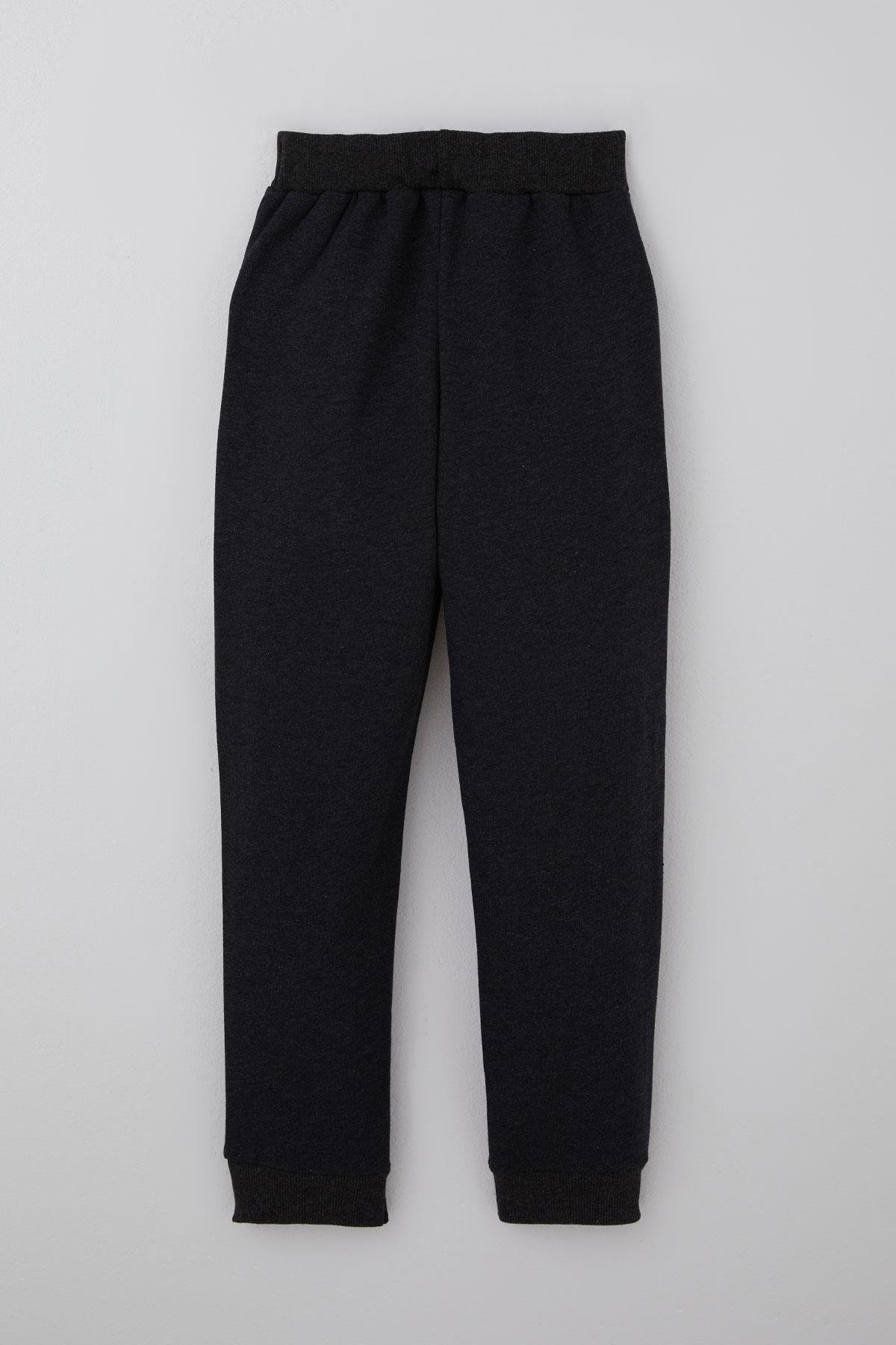 Breeze Erkek Çocuk Eşofman Takımı Yazı Baskılı Pantolonu Parça Detaylı Füme Melanj (5-10 Yaş)