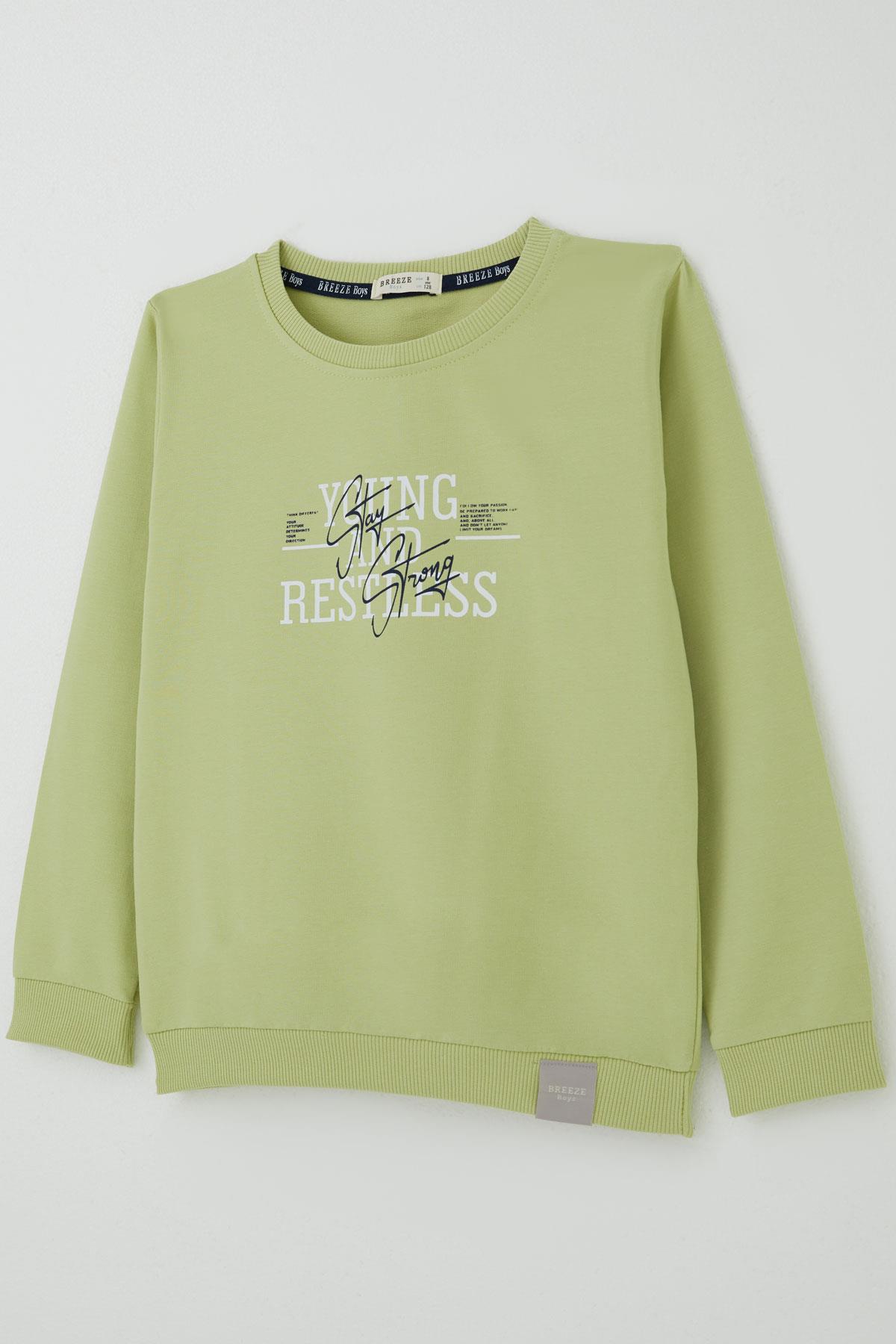 Breeze Erkek Çocuk Eşofman Takımı Yazı Baskılı Fıstık Yeşili (4-8 Yaş)