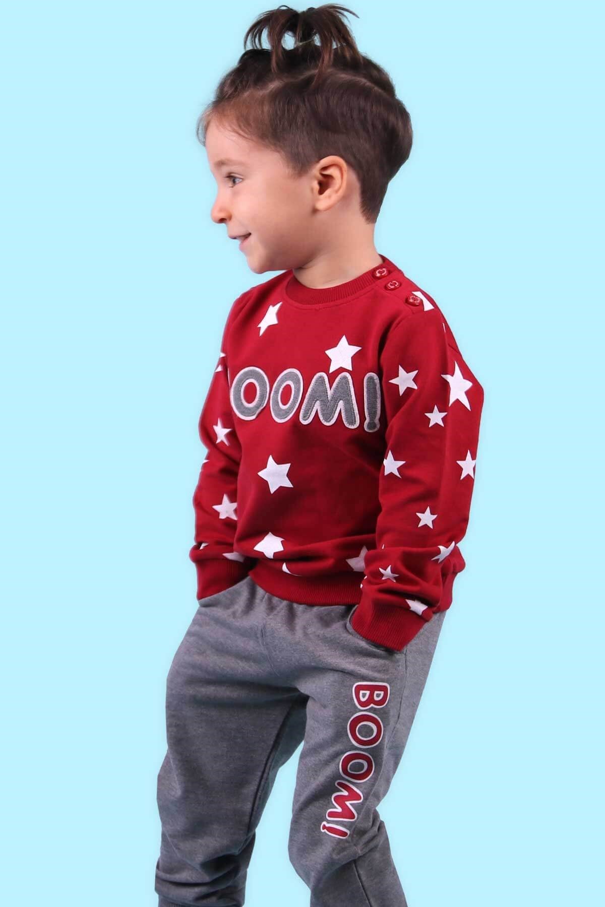 Breeze Erkek Çocuk Eşofman Takımı Yıldızlı Kırmızı-Gri (1.5-5 Yaş)
