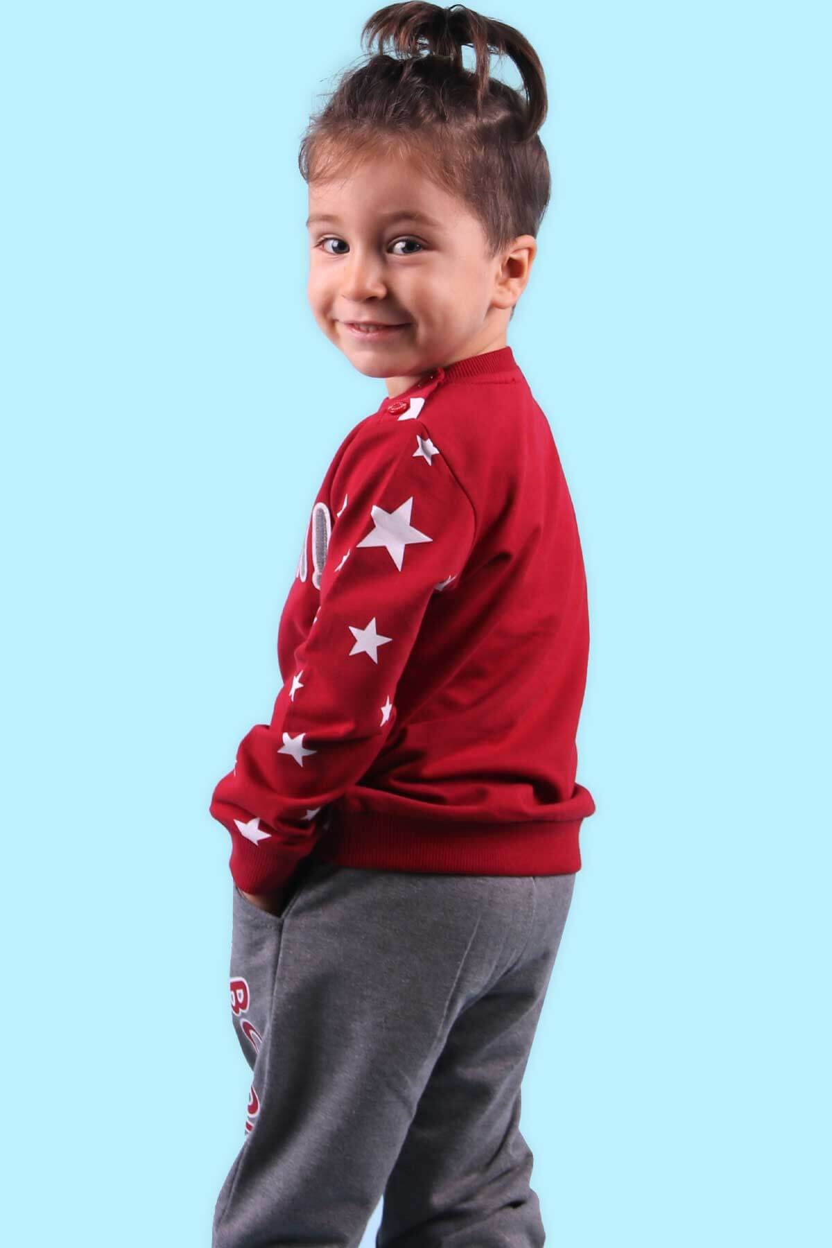 Breeze Erkek Çocuk Eşofman Takımı Yıldızlı Kırmızı-Gri (1.5-5 Yaş)