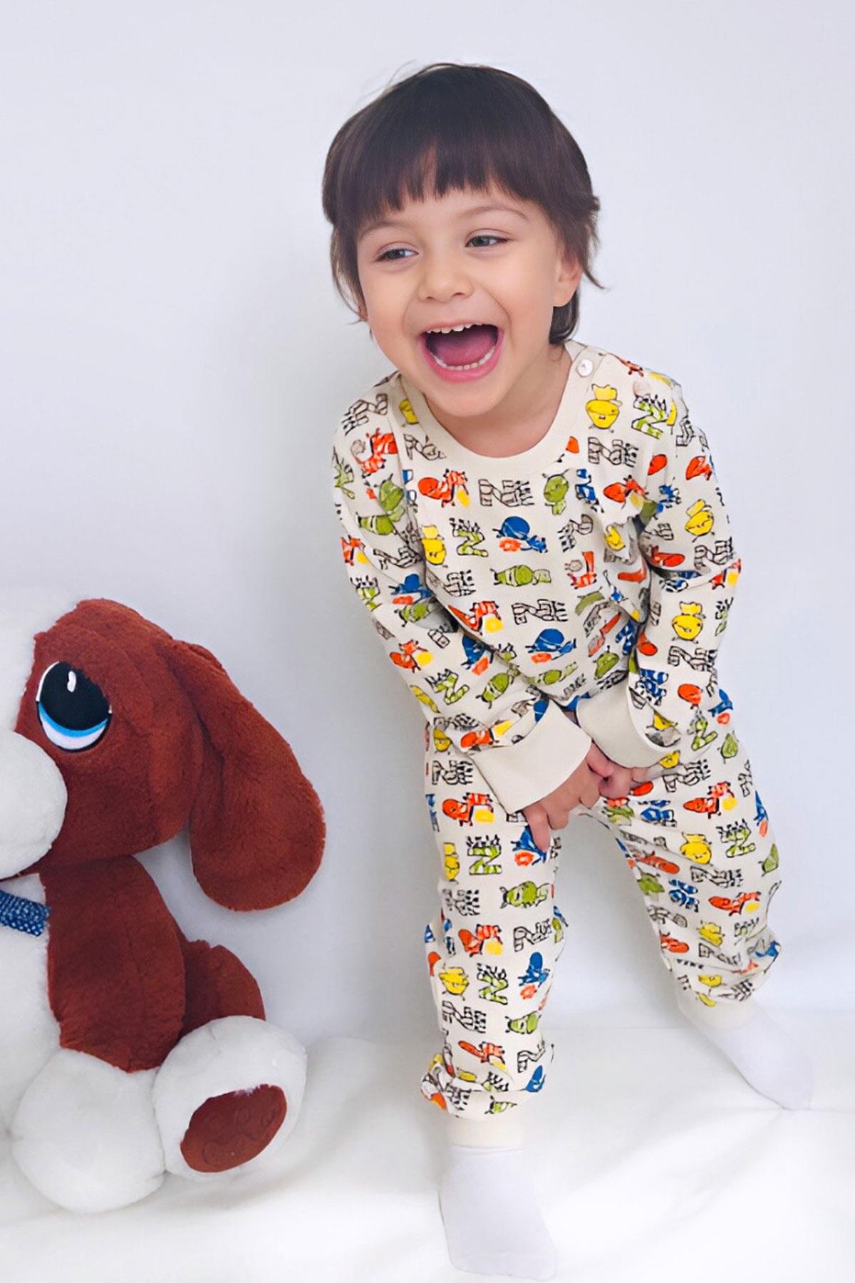 Breeze Erkek Çocuk Eşofman Takımı Zebra Macerası Krem (1.5-3 Yaş)