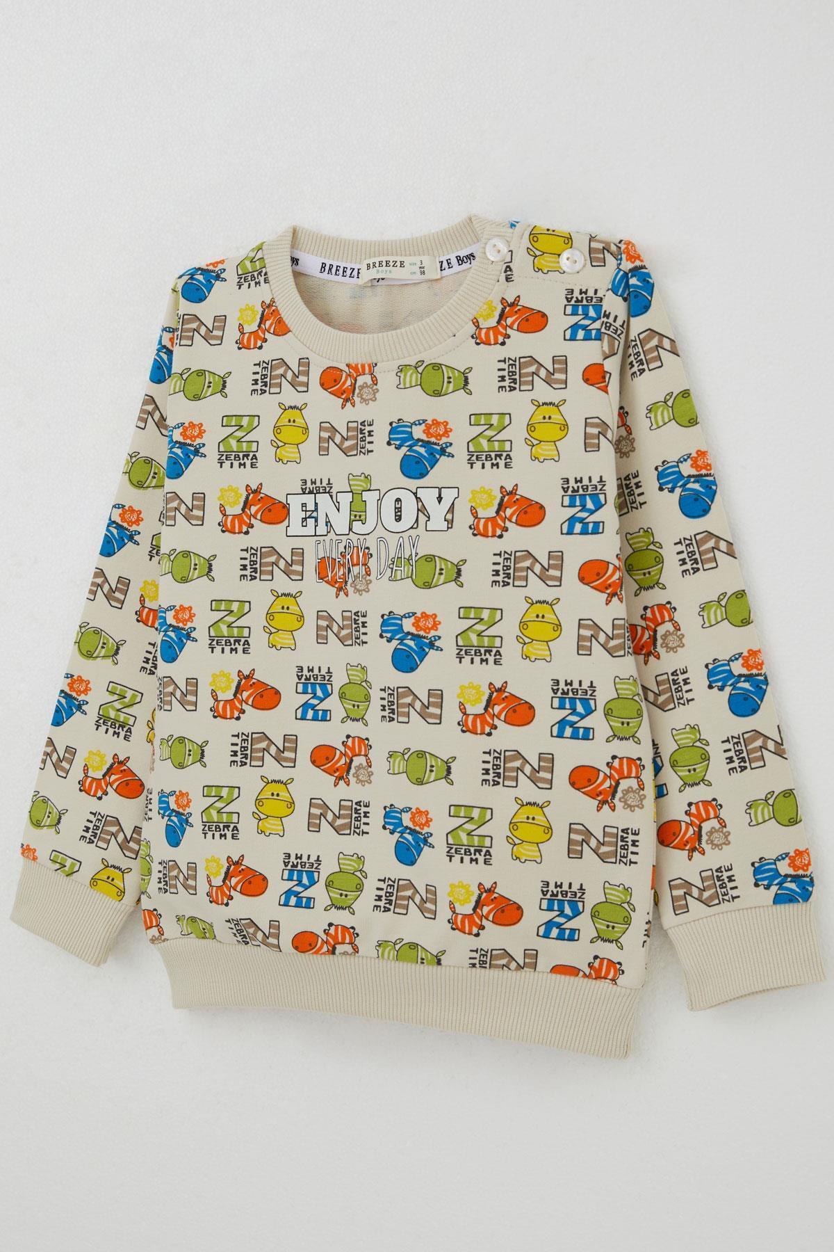 Breeze Erkek Çocuk Eşofman Takımı Zebra Macerası Krem (1.5-3 Yaş)