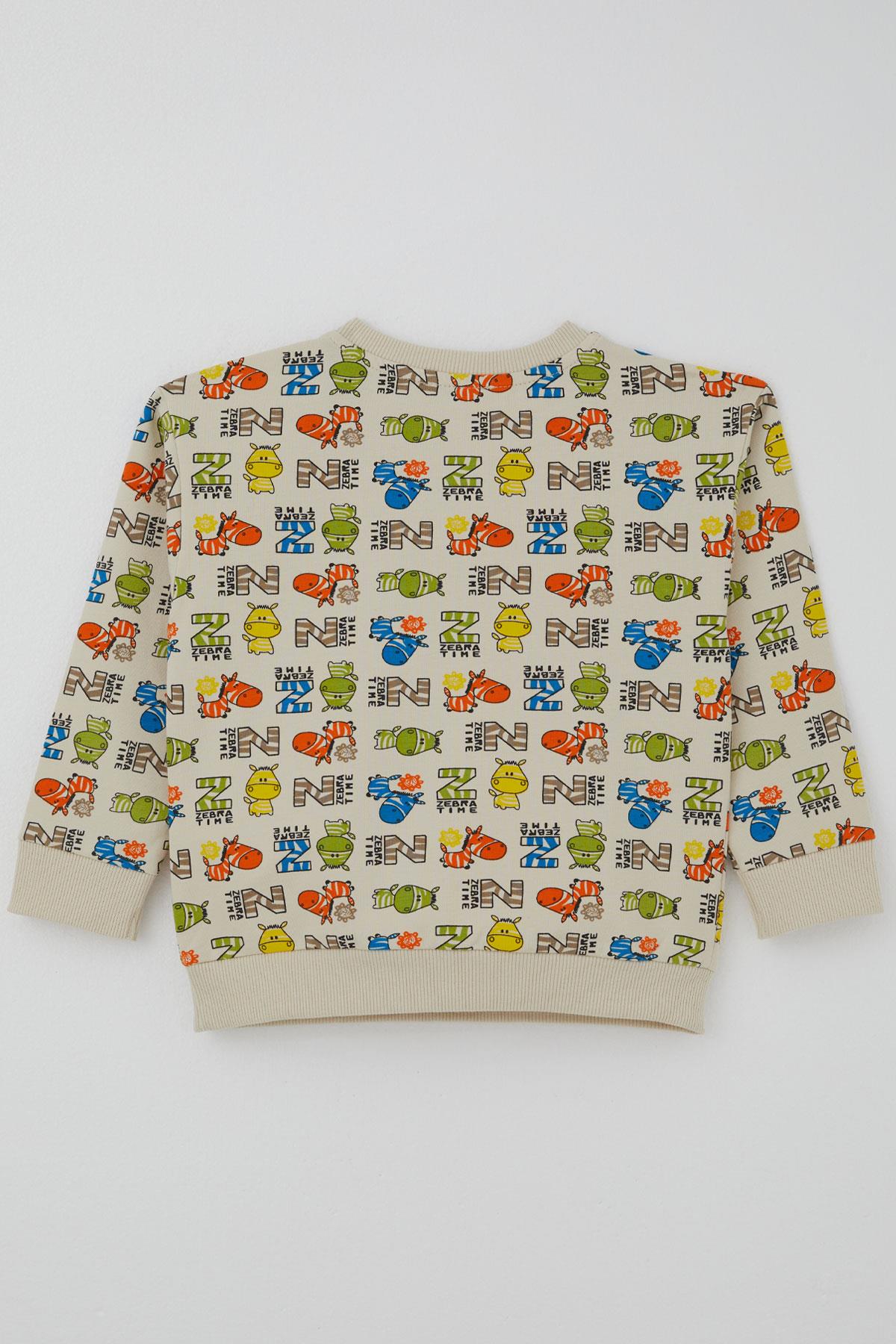 Breeze Erkek Çocuk Eşofman Takımı Zebra Macerası Krem (1-4 Yaş)