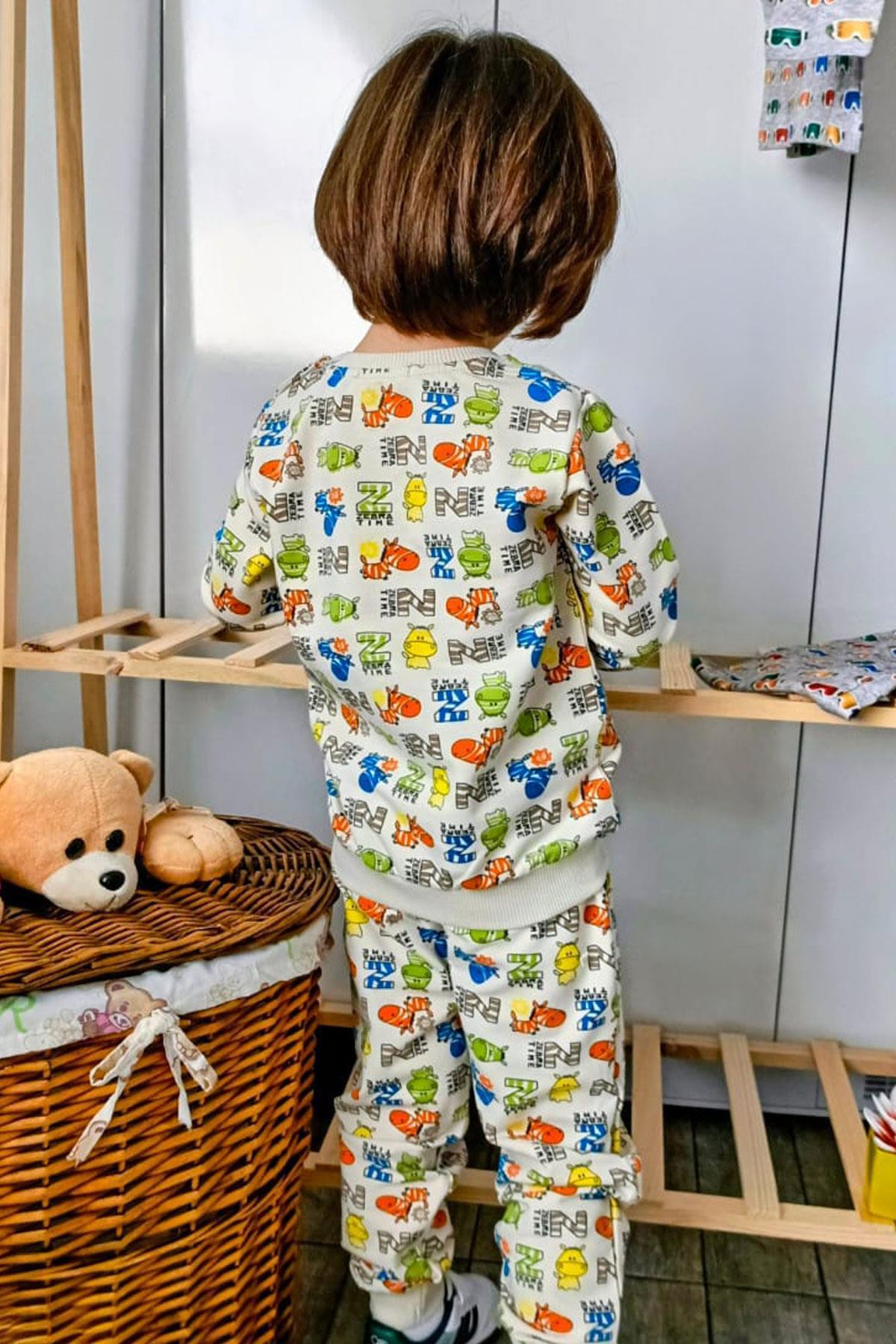 Breeze Erkek Çocuk Eşofman Takımı Zebra Macerası Krem (1.5-3 Yaş)